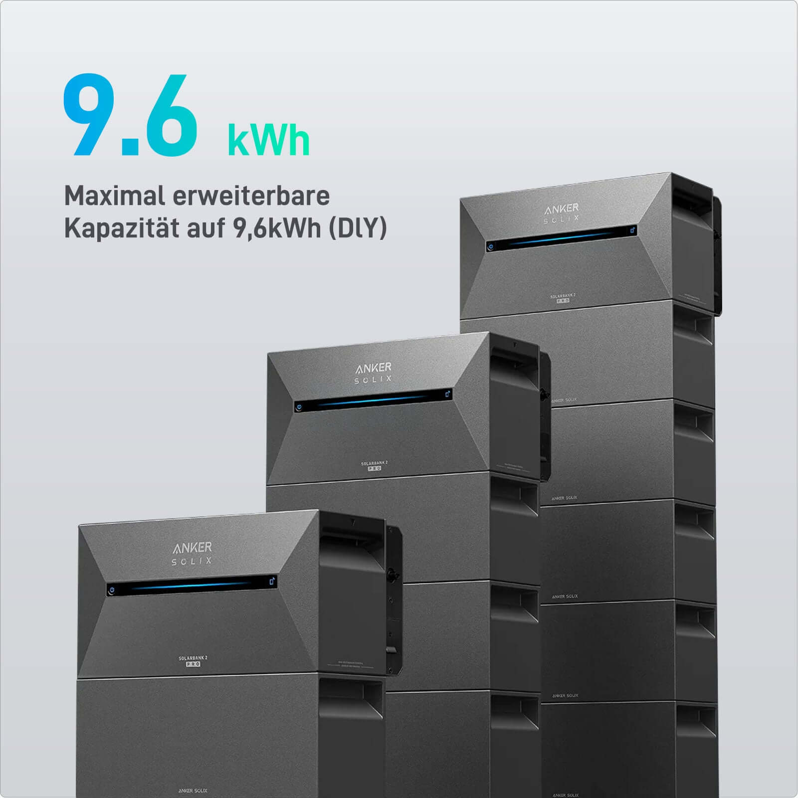 Anker SOLIX BP1600 Erweiterungsakku 1600Wh Speicher bietet hohe Kapazität von 9,6 kWh für nachhaltige Energie.