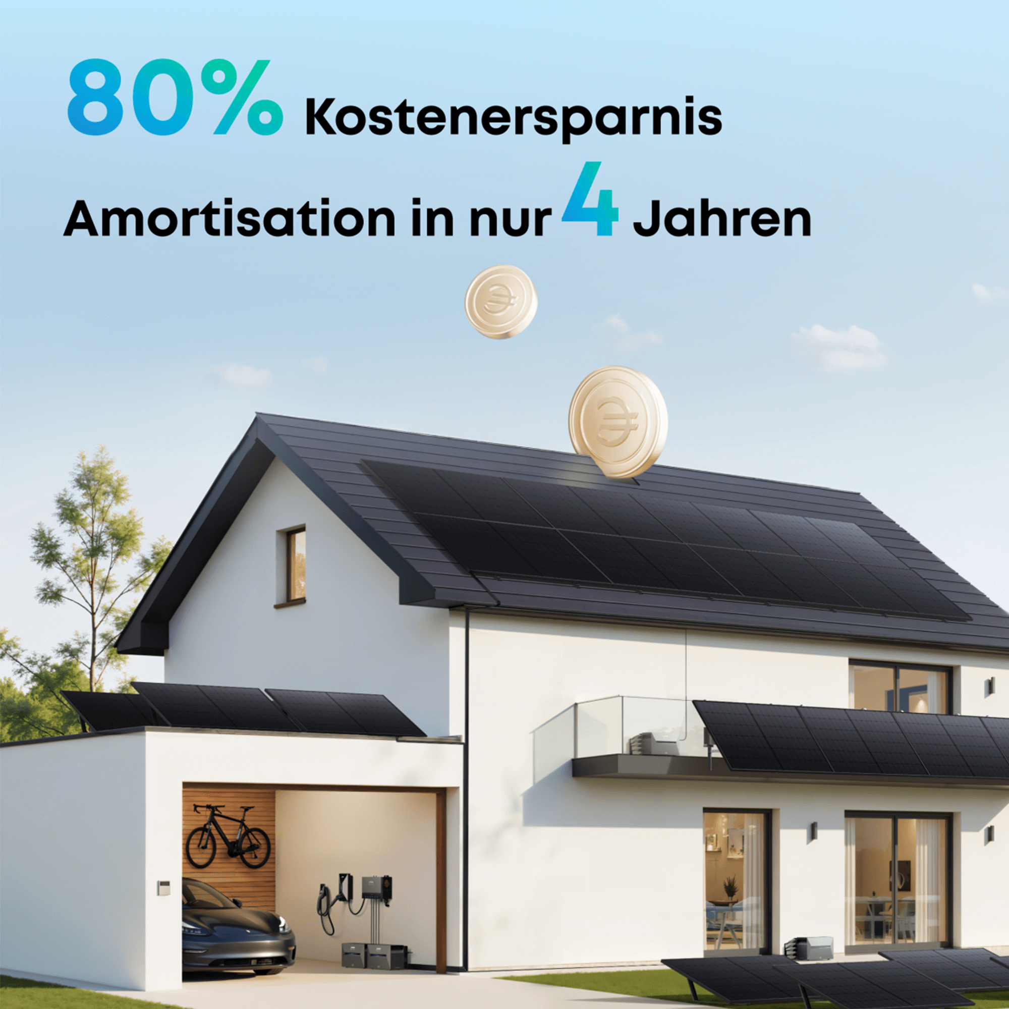 Anker SOLIX Solarbank 3 E2700 Pro mit Power Dock, Balkonkraftwerk speicher mit 500W Solarmodul und MC4 Solarkabel Set