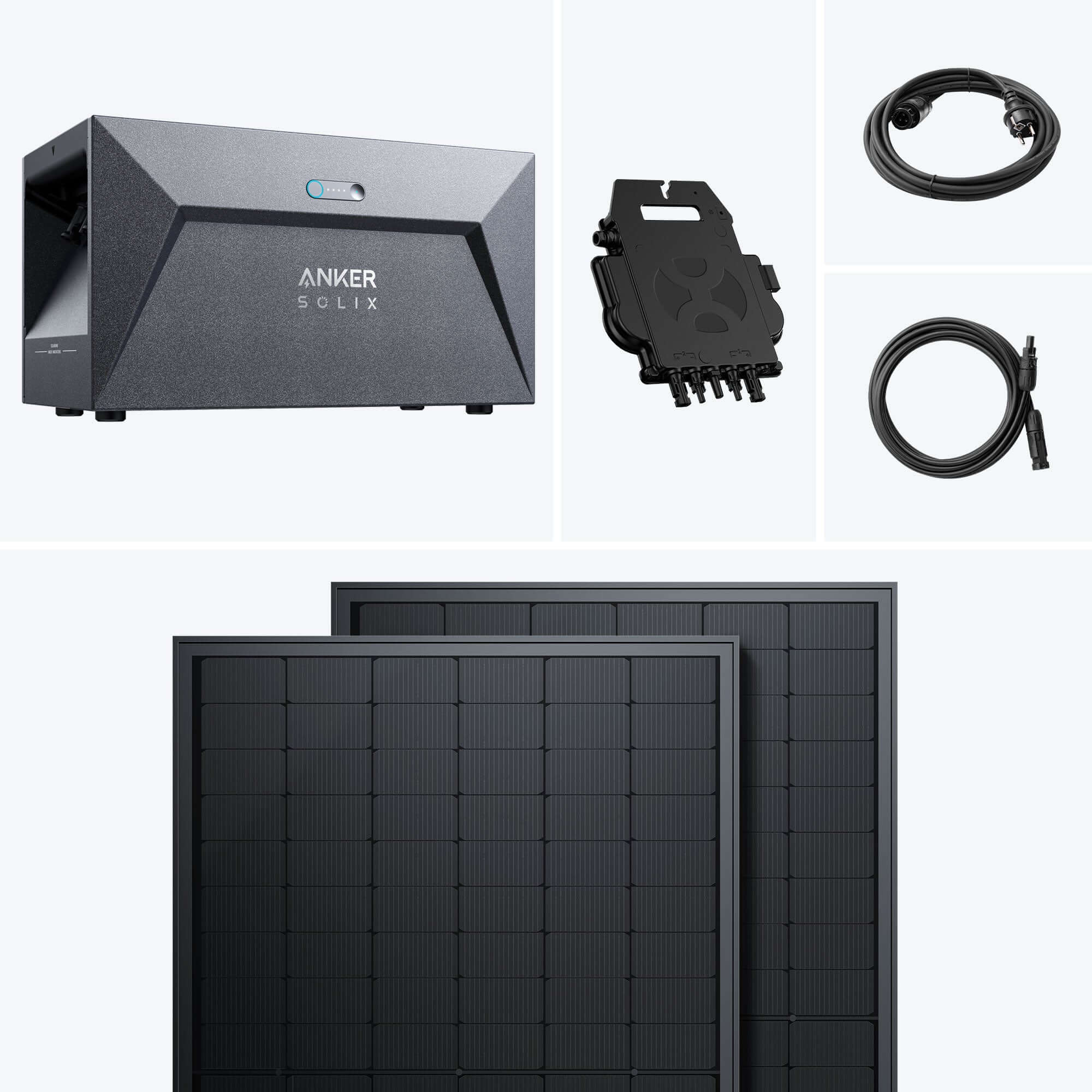 SolarMars Balkonkraftwerk mit Speicher Anker SOLIX Solarbank E1600 800W EZ1 Komplettset mit Solarpanels und Zubehör