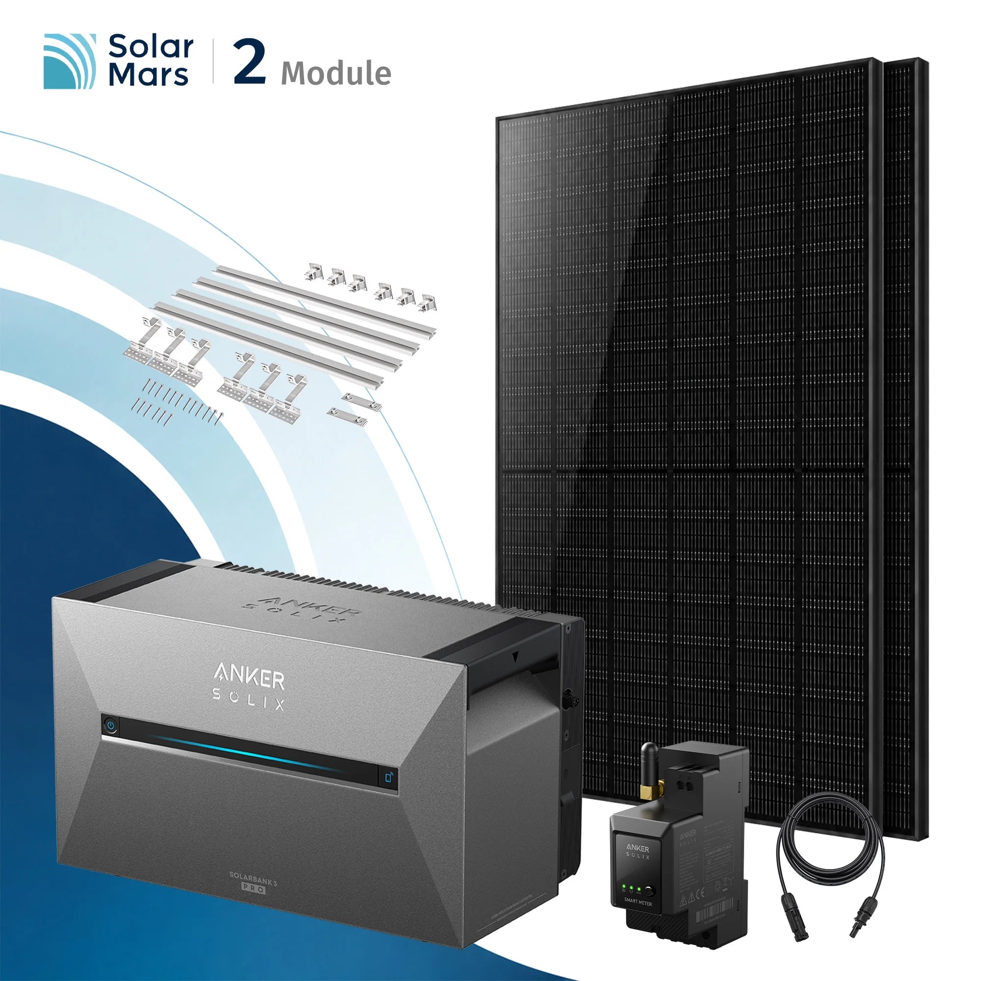 Anker SOLIX Solarbank 3 E2700 Pro Balkonkraftwerk Speicher mit 500Wp Solarmodul und MC4 Solarkabel Set