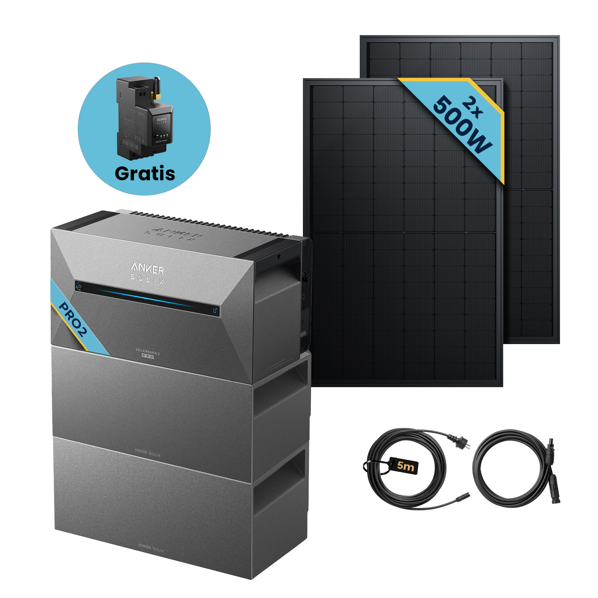 Solarbank 2 E1600 Pro mit 500Wp Bifaziales Solarmodul Set