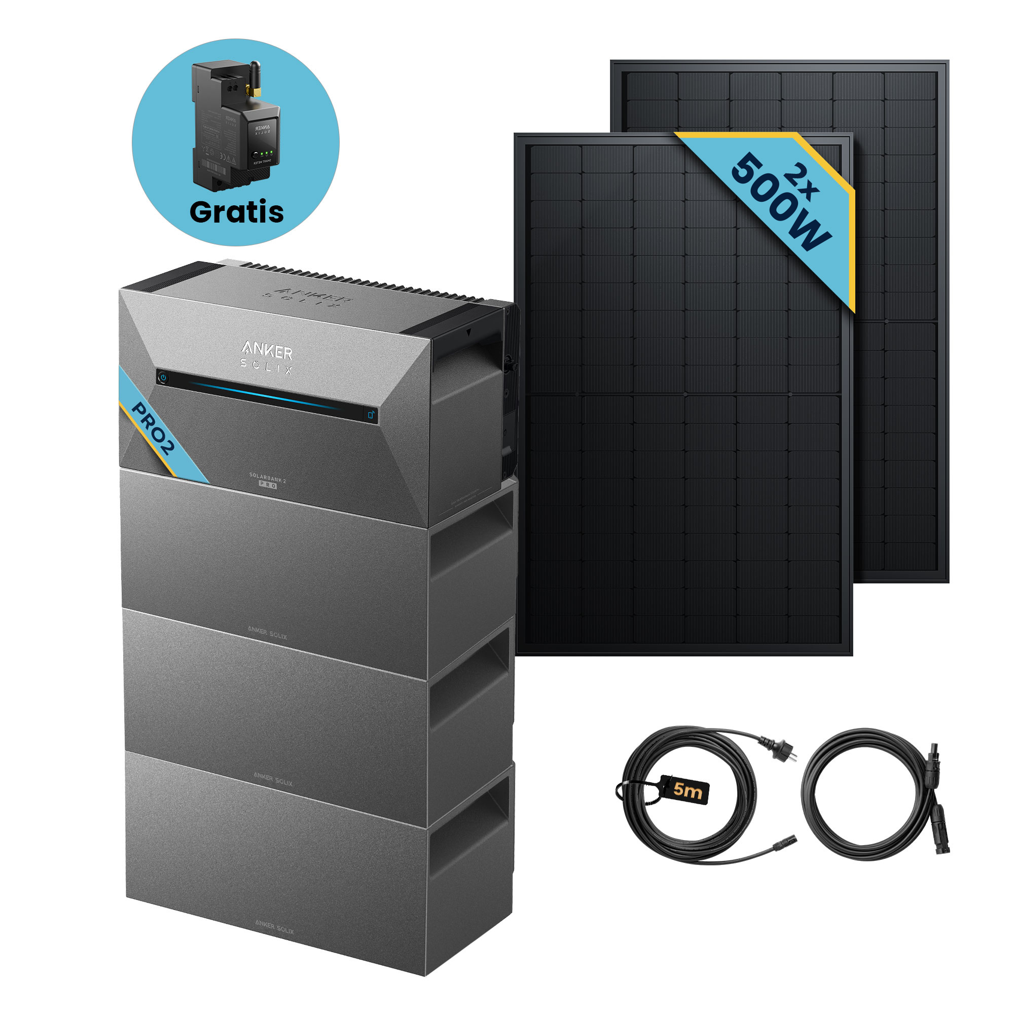 Solarbank 2 E1600 Pro mit 500Wp Bifaziales Solarmodul Set