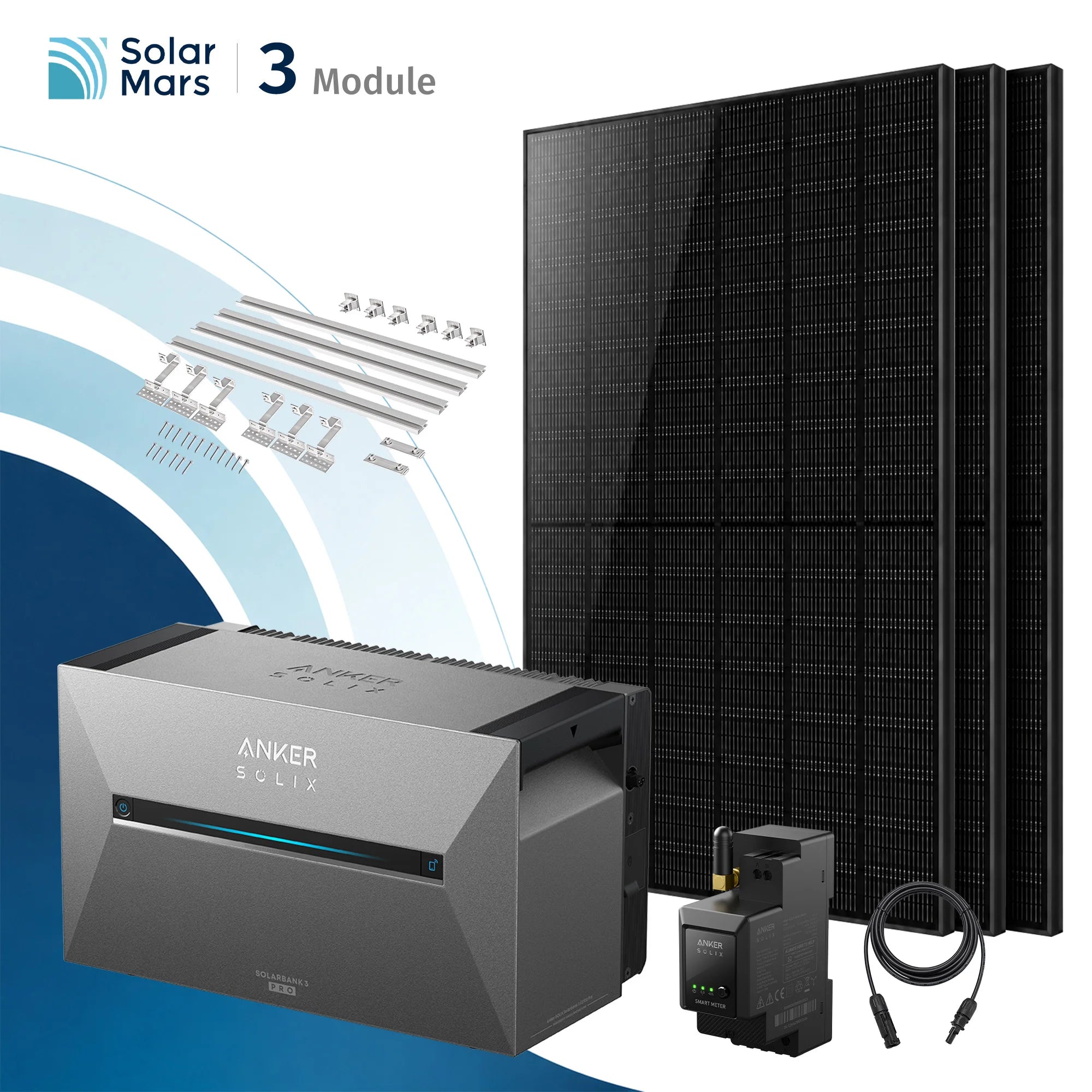 Anker SOLIX Solarbank 3 E2700 Pro Balkonkraftwerk Speicher mit 500Wp Solarmodul und MC4 Solarkabel Set