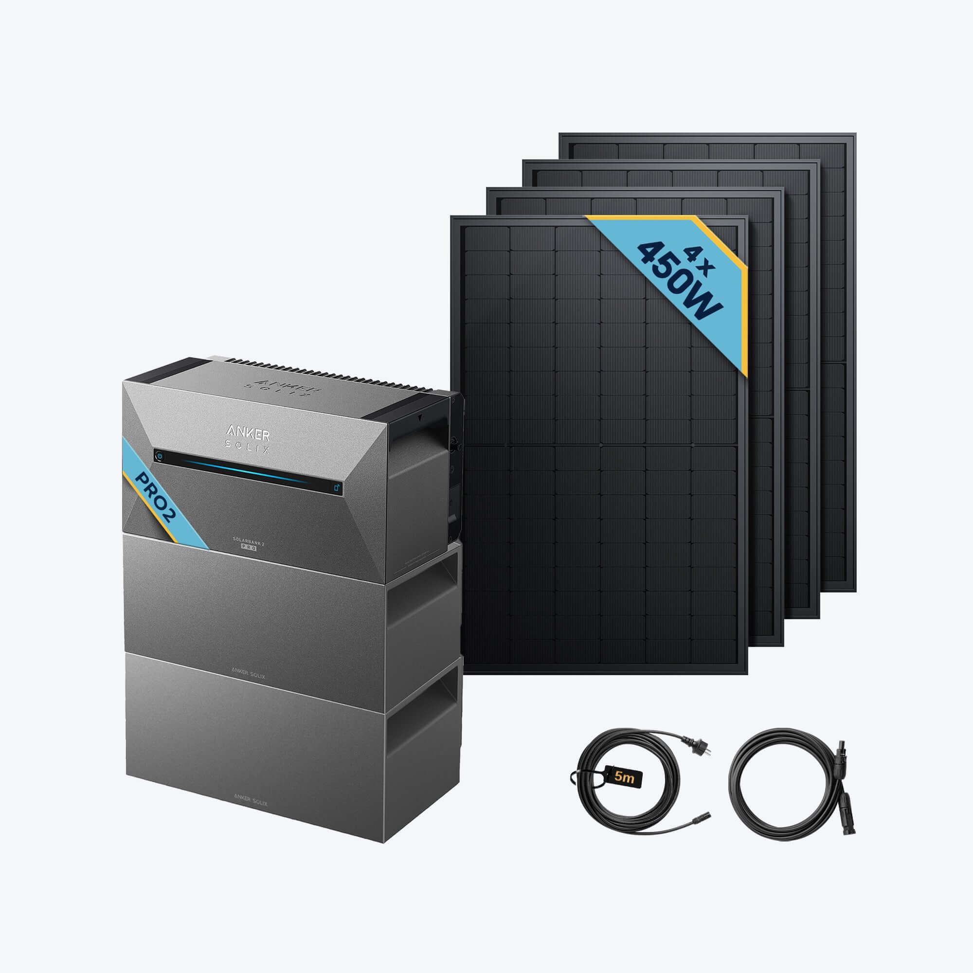 Anker SOLIX Solarbank 2 E1600 Pro Balkonkraftwerk speicher mit 450Wp Solarmodul Basic-Set und Zubehör