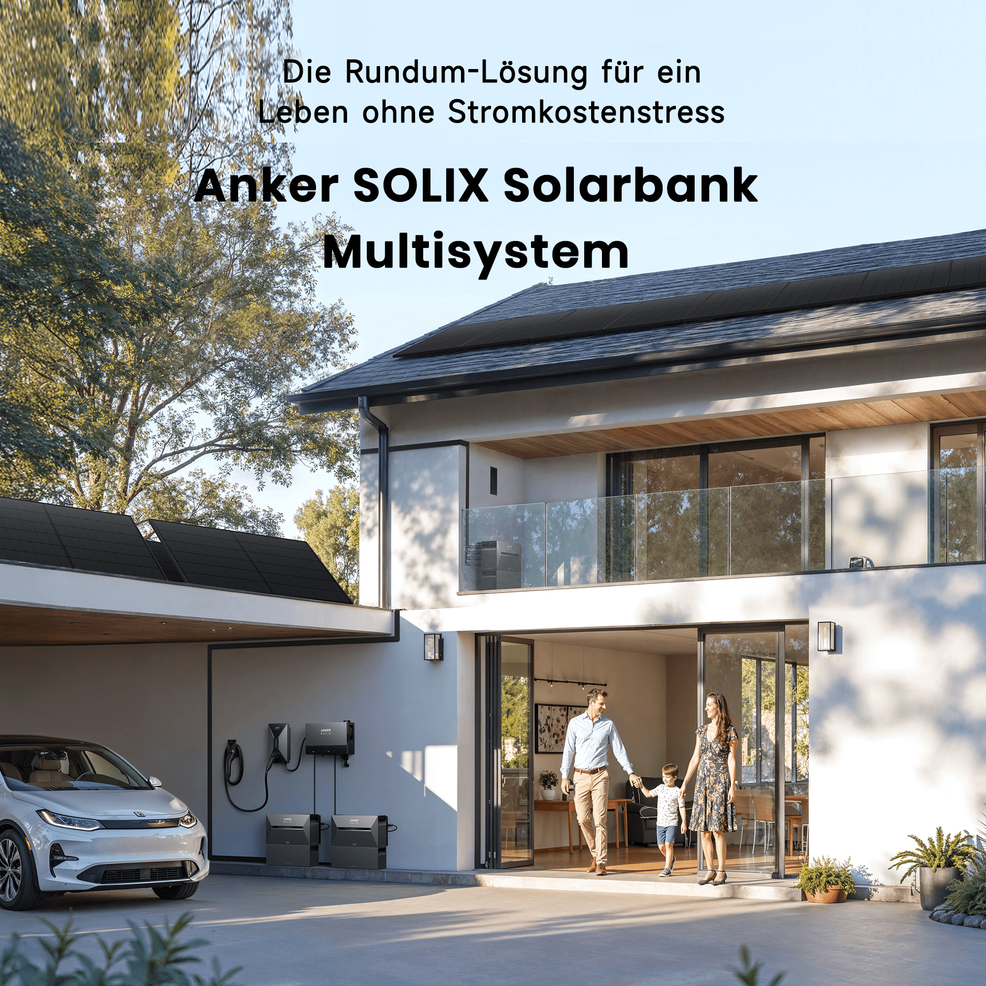Anker SOLIX Solarbank 3 E2700 Pro mit Power Dock, Balkonkraftwerk speicher mit 500W Solarmodul und MC4 Solarkabel Set
