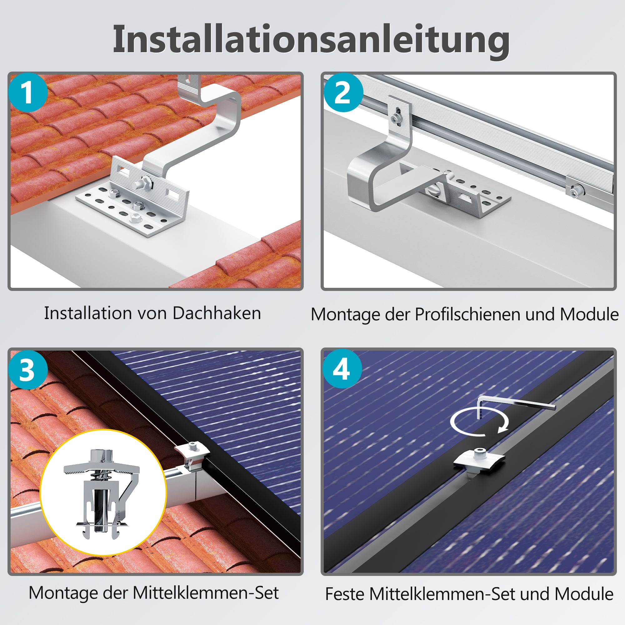 Solarmodul Halterung für den Ziegeldach,für 2 Solarmodule ,0% MwSt.