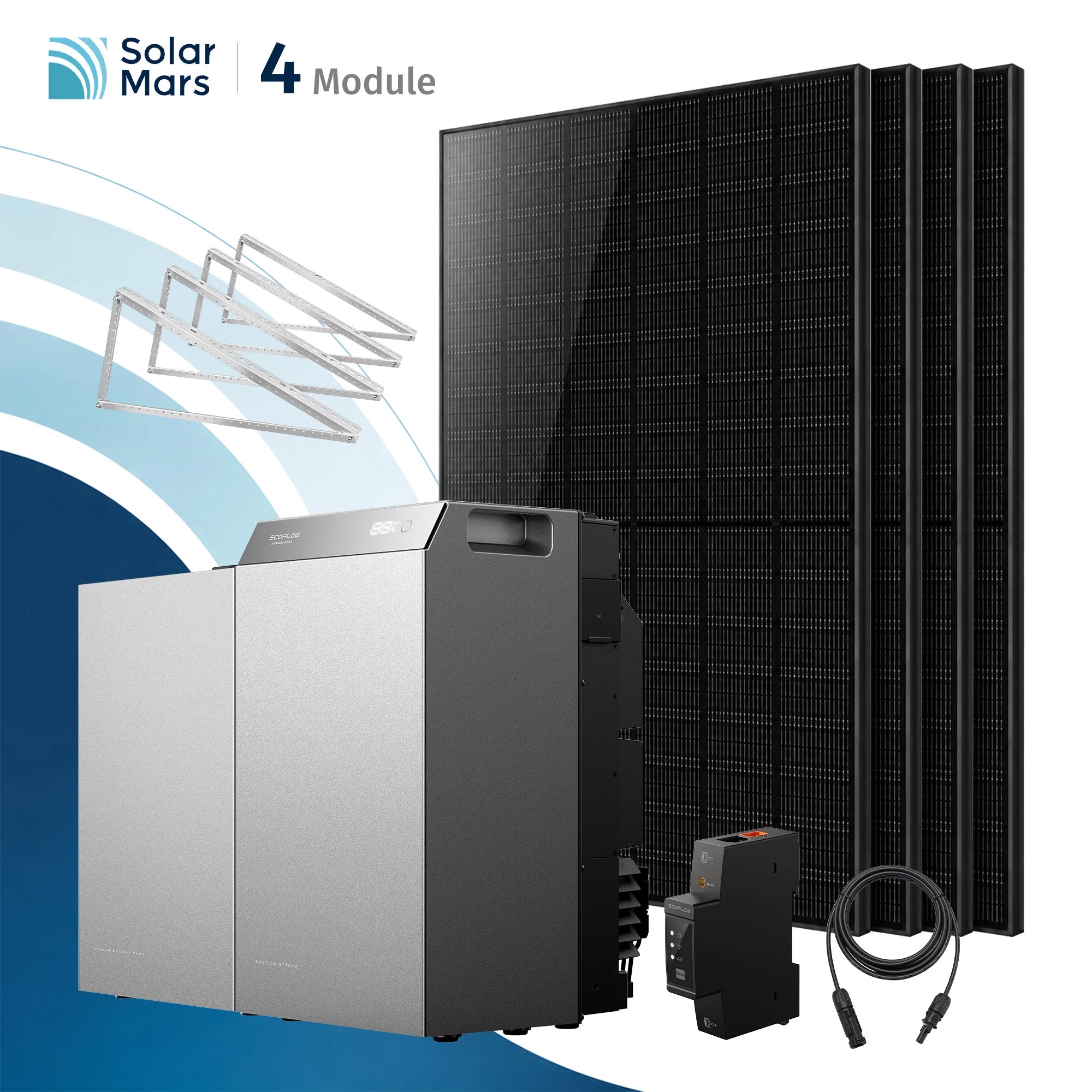 EcoFlow STREAM 5000 Balkonkraftwerk Set mit 4 Modulen und Zubehör für private Energiewende.