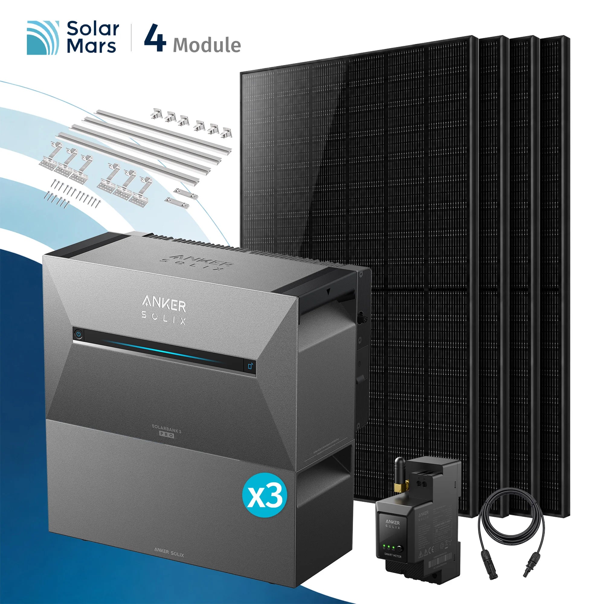 Anker SOLIX Solarbank 3 E2700 Pro Balkonkraftwerk Speicher mit 500Wp Solarmodul und MC4 Solarkabel Set