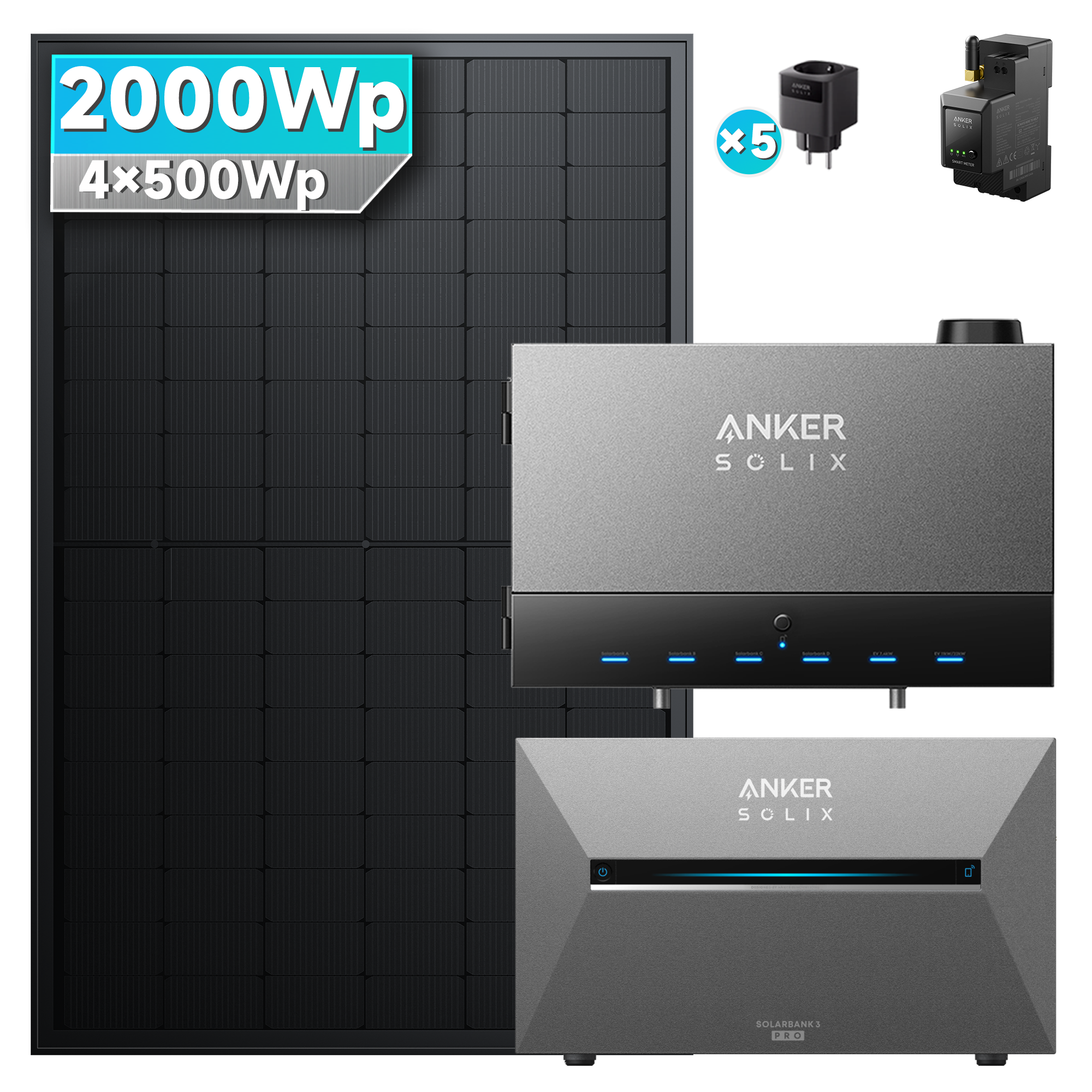 Anker Solix Power Dock mit Solarbank E2700 PRO, BP2700 Erweiterungsakku oder 2000W Panels wählbar
