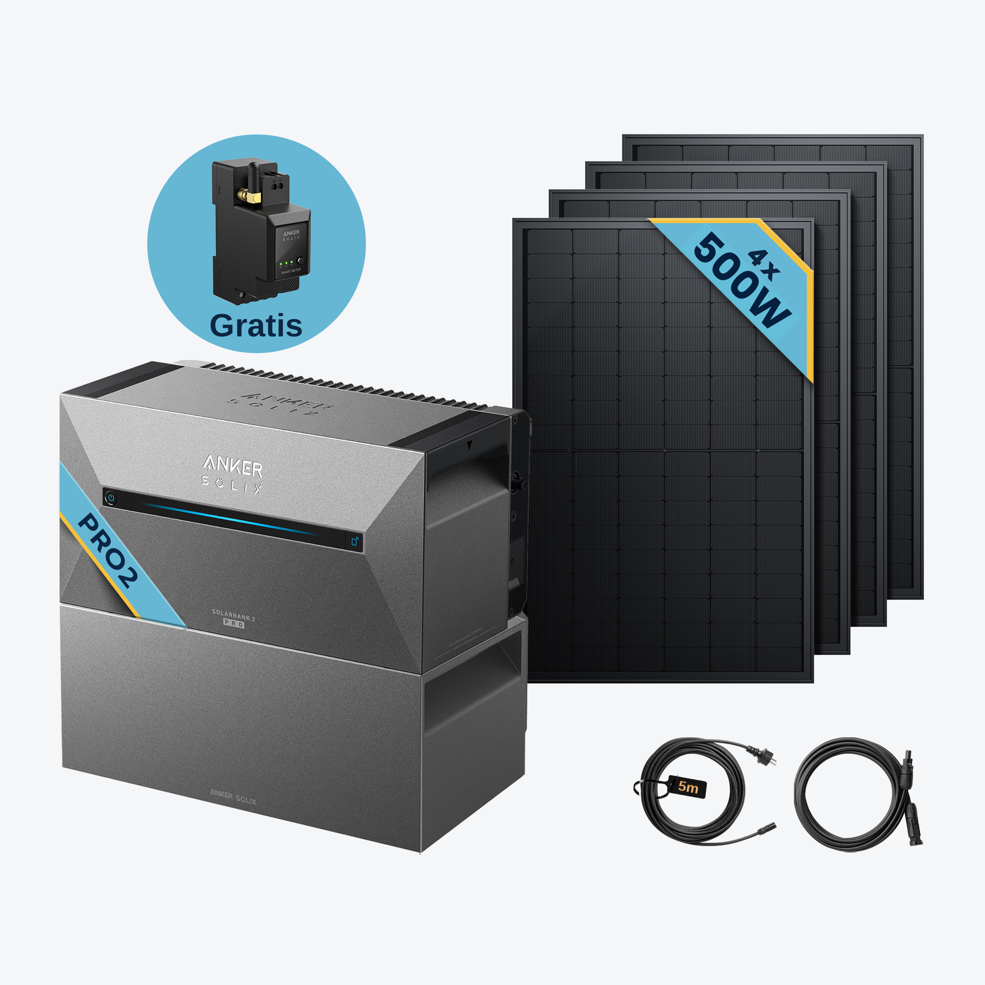 Solarbank 2 E1600 Pro mit 500Wp Bifaziales Solarmodul Set