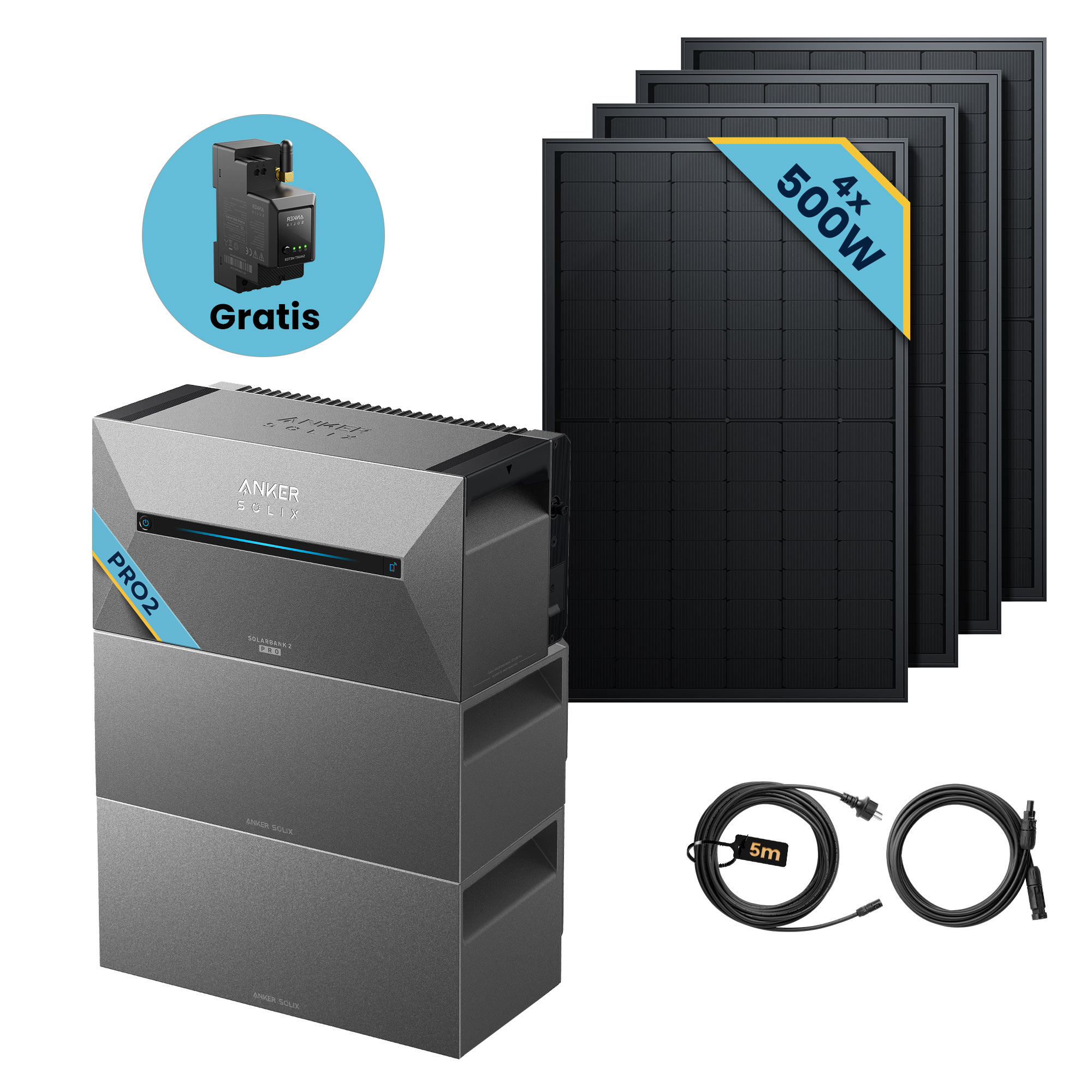 Solarbank 2 E1600 Pro mit 500Wp Bifaziales Solarmodul Set