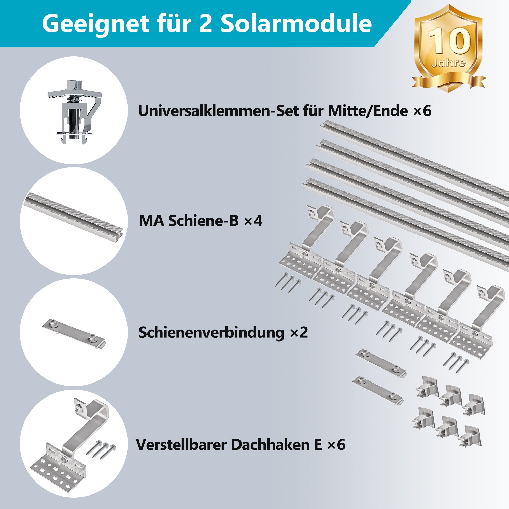 Solarmodul Halterung für den Ziegeldach,für 2 Solarmodule ,0% MwSt.