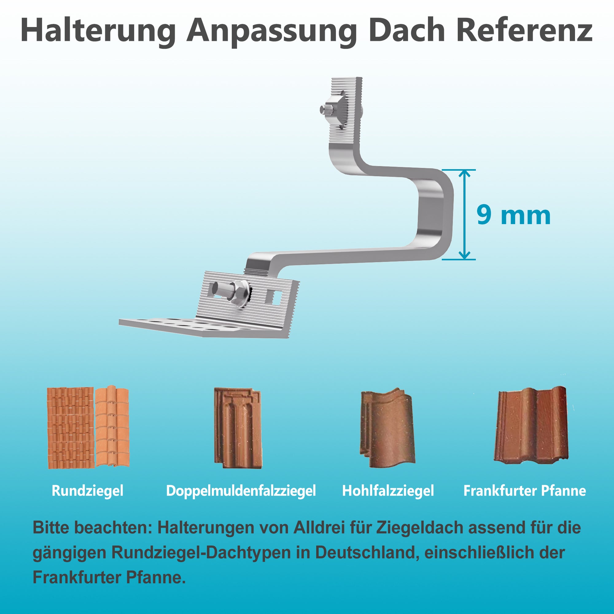 Solarmodul Halterung für den Ziegeldach,für 2 Solarmodule ,0% MwSt.