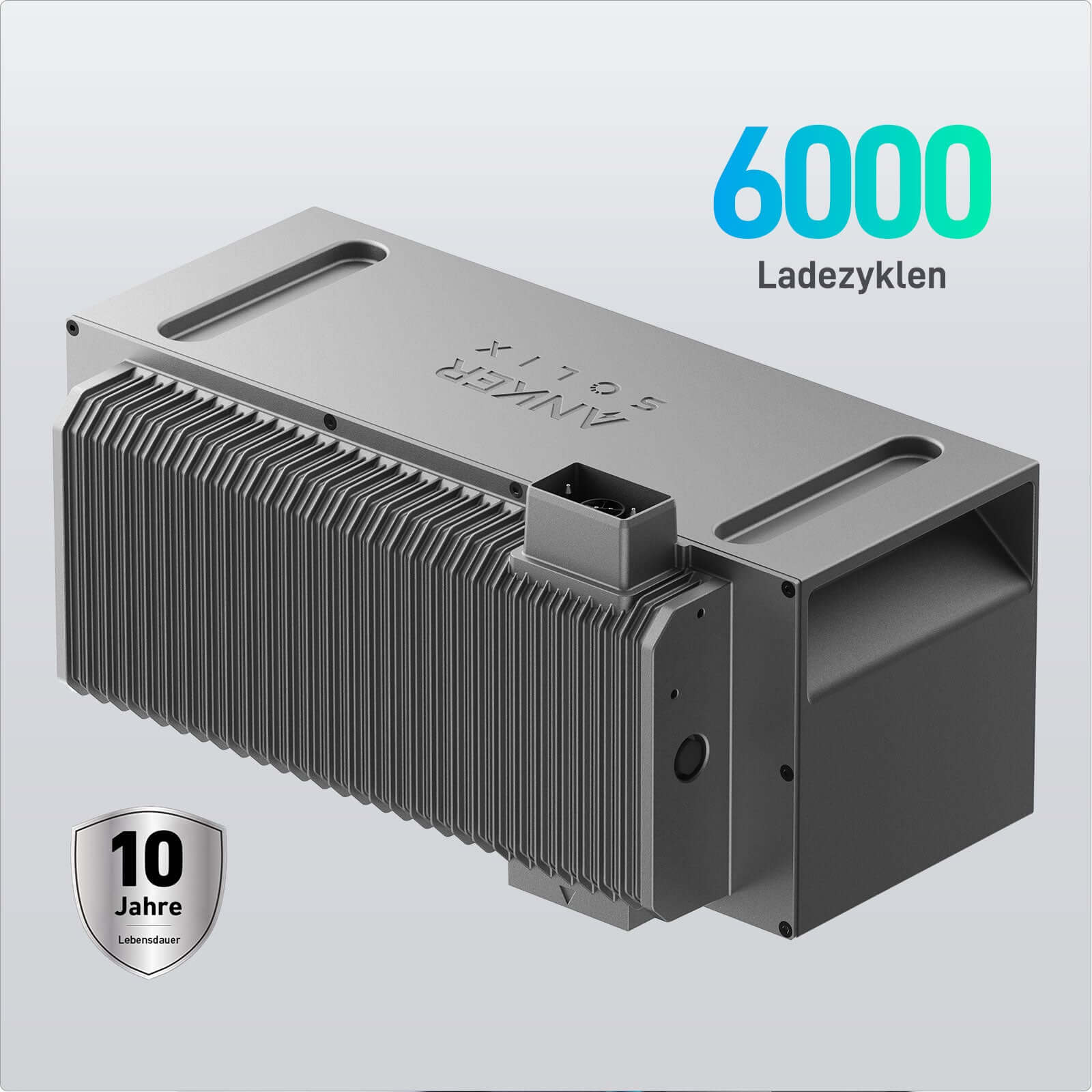 Anker SOLIX BP2700 Erweiterungsakku mit 6000 Ladezyklen und 10 Jahren Garantie, ideal für Solaranlagen.