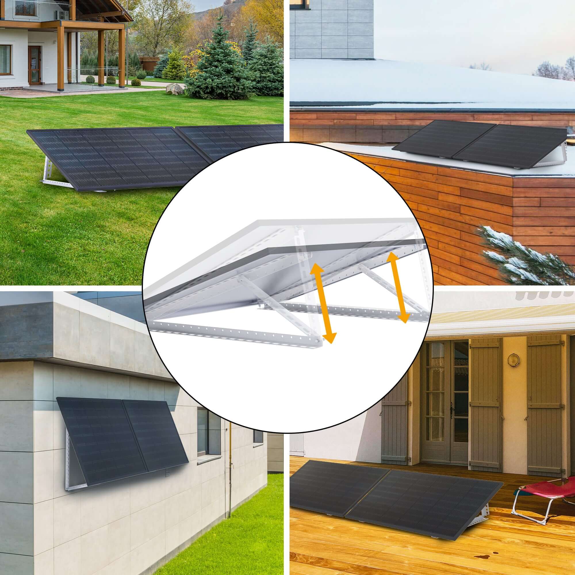 Solarmodul Halterung für Garten/Flachdach/Fassade made in Germany, Solarpanel Halterung, Balkonkraftwerk Halterung für 2 Solarmodule,0% MwSt.