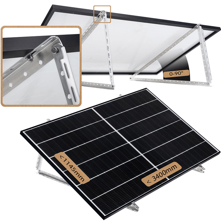 Solarmodul Halterung für Garten/Flachdach/Fassade made in Germany, Solarpanel Halterung, Balkonkraftwerk Halterung für 2 Solarmodule,0% MwSt.