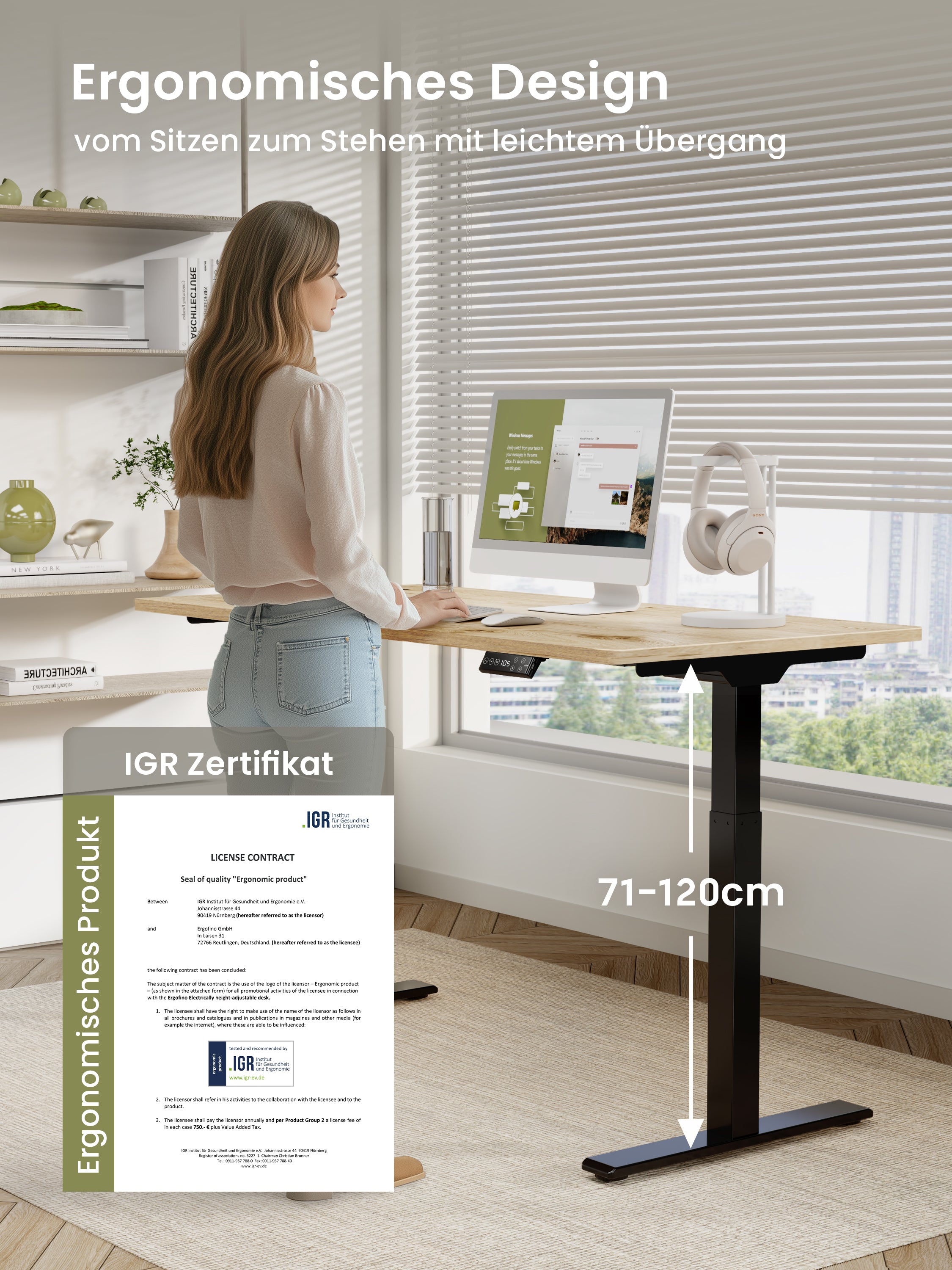 Ergofino DT20L Höhenverstellbares Schreibtischgestell