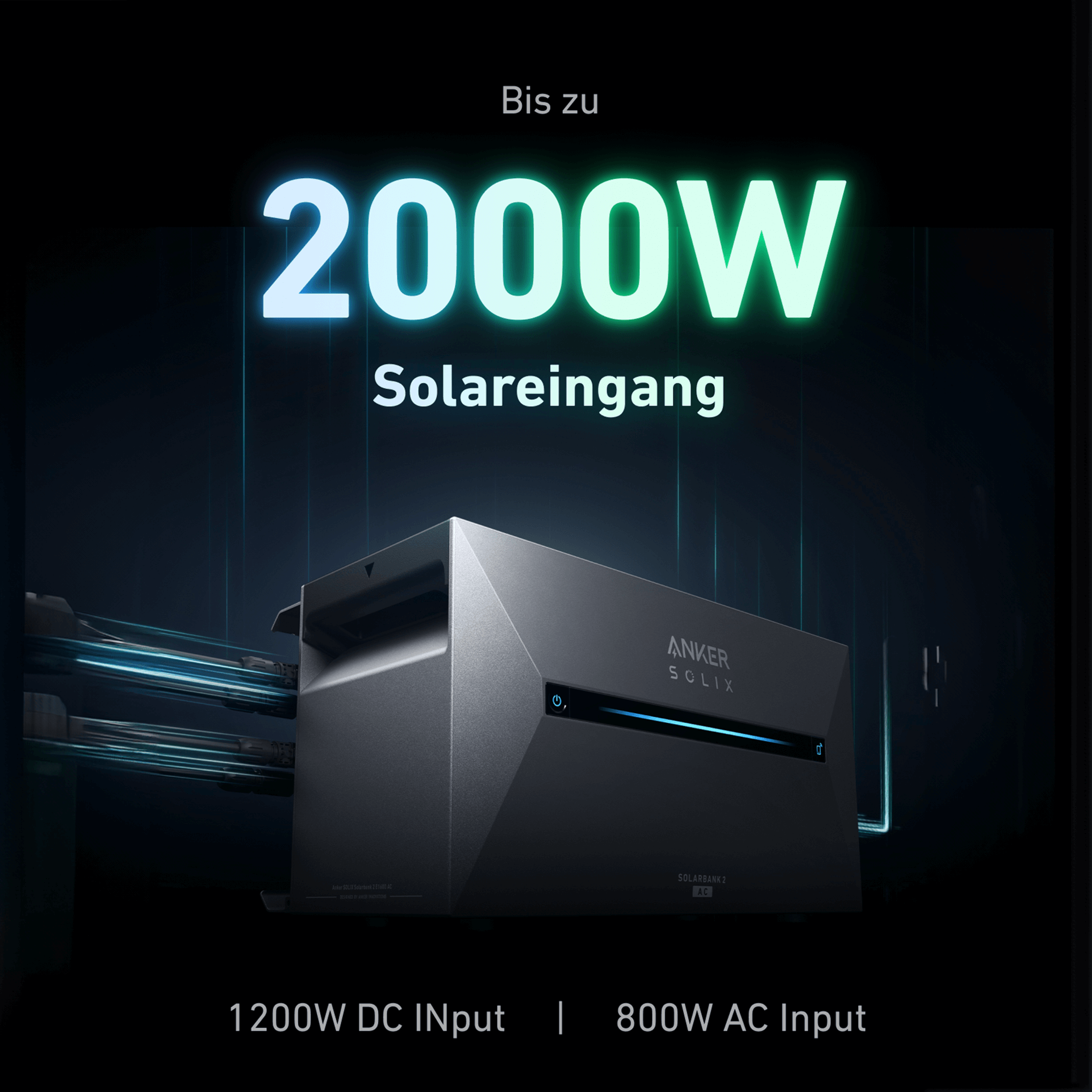 Anker SOLIX Solarbank 2 E1600 AC Speicher 1600wh mit bis zu 2000W Solareingang und 800W AC Input.