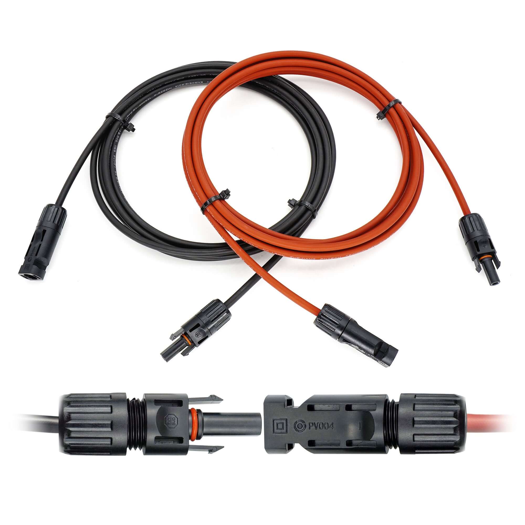 Solarkabel Verlängerung mit MC4 Stecker, rot und schwarz, 4 mm², ideal für Photovoltaikanlagen.