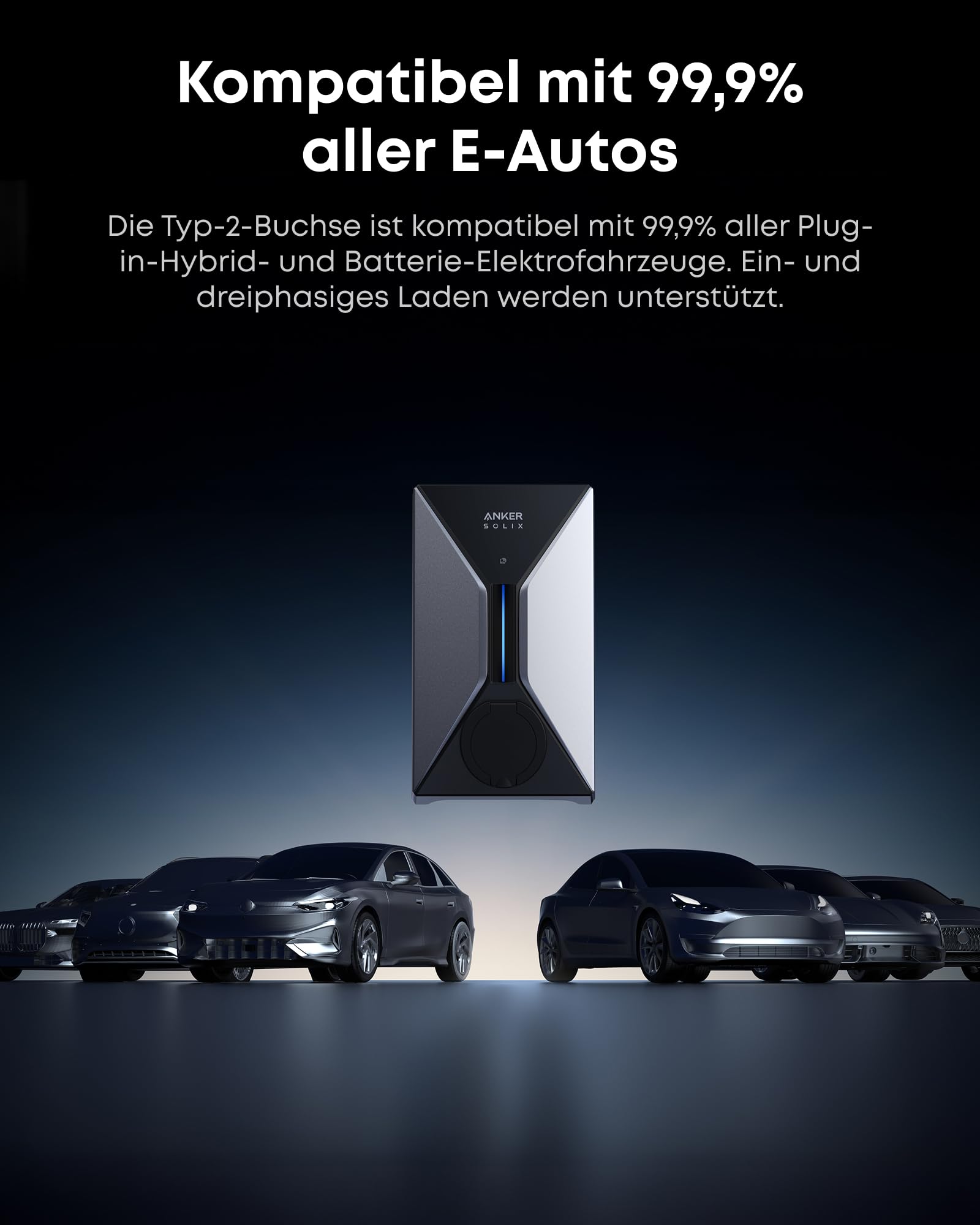 Anker SOLIX V1 Smartes Ladegerät für E-Autos - 7.4kW/11kW/22kW, Steckdosenversion und Kabelversion