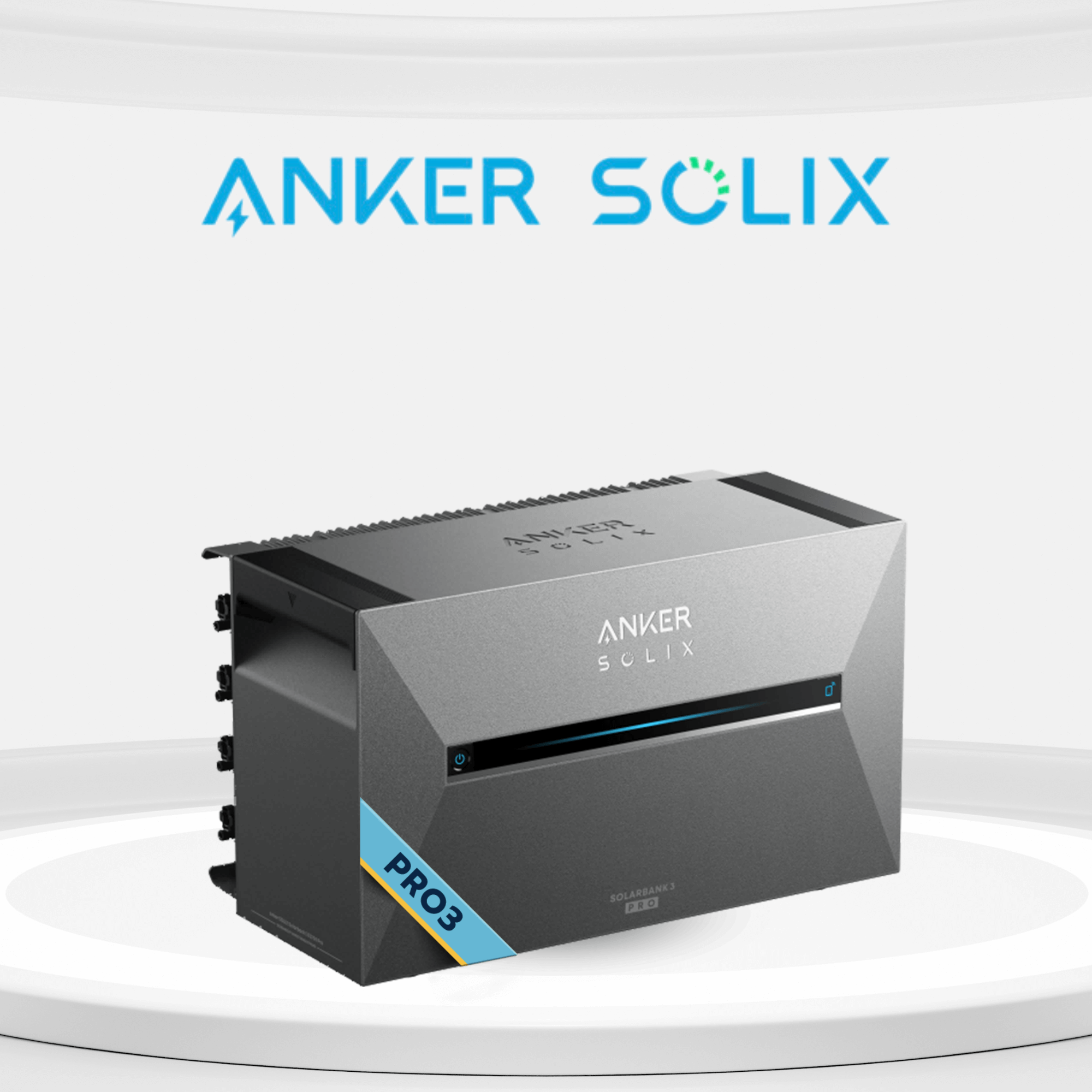 Anker SOLlX Solarbank 3 E2700 Pro Speicher 2700wh auf weißem Hintergrund mit PRO3-Beschriftung.