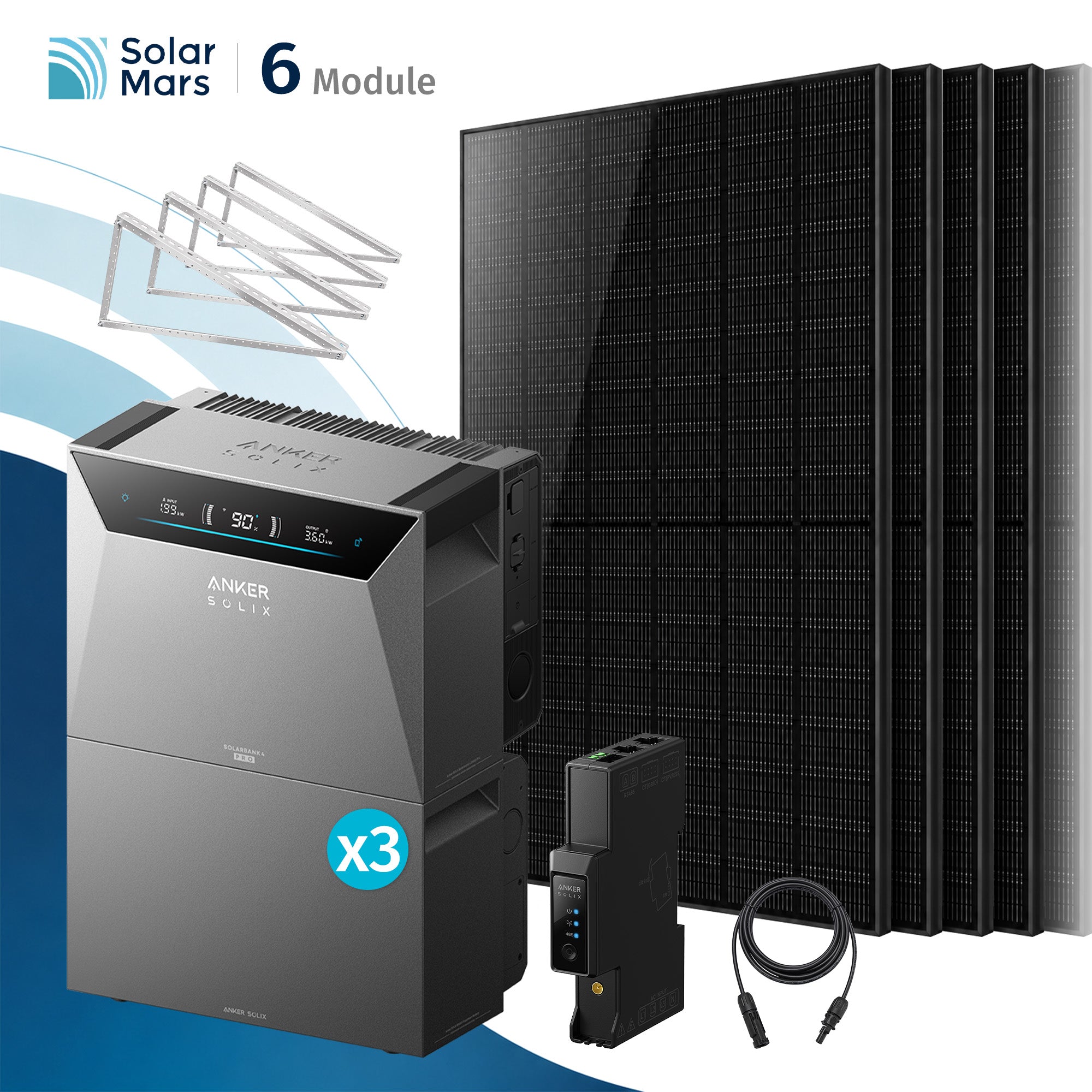 Anker SOLIX Solarbank 4 E5000 Pro Balkonkraftwerk mit Speicher 3000W Flachdach halterung Set mit BP5000x3 Erweiterungsakku