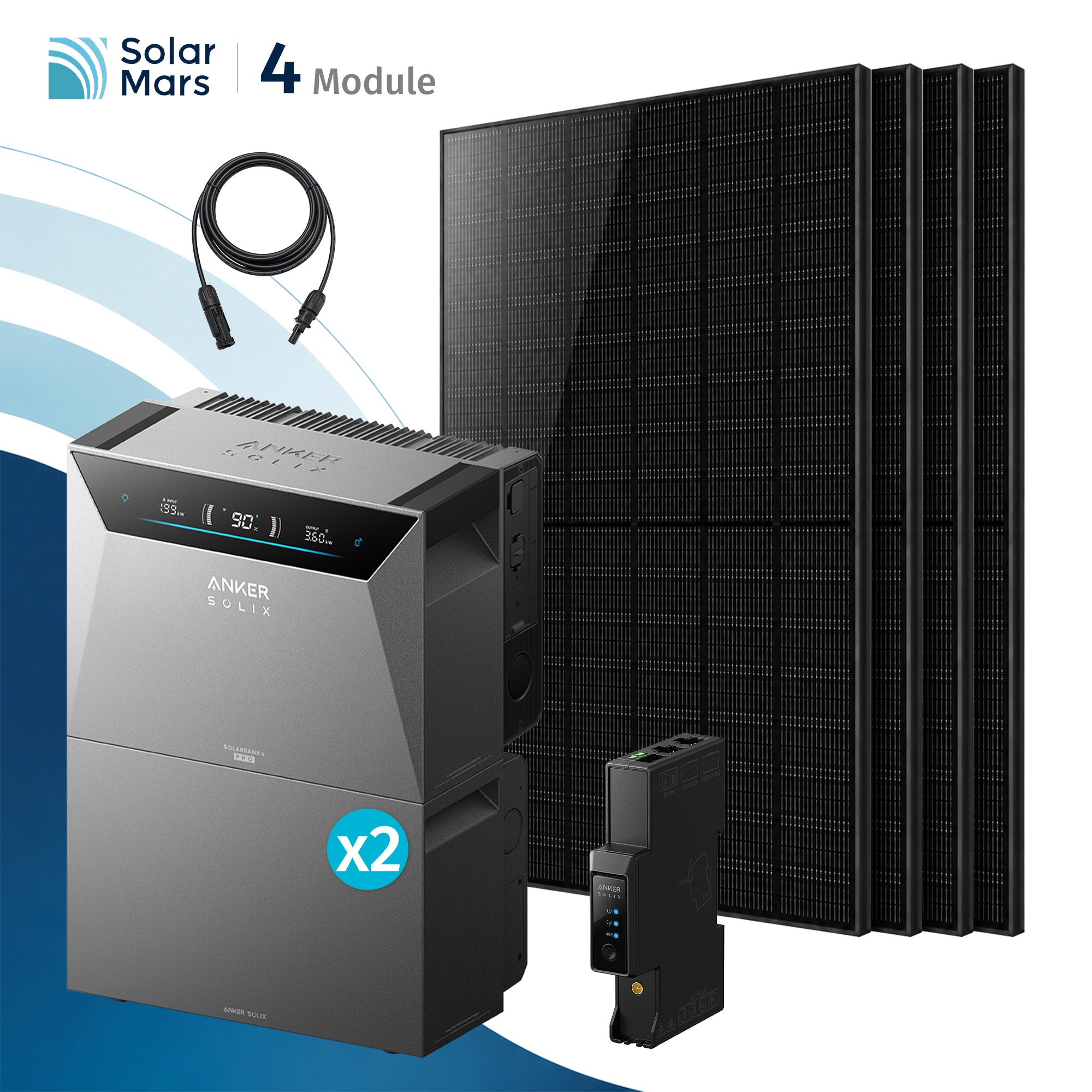 Anker SOLIX Solarbank 4 Pro 2000Wp Balkonkraftwerk Set mit 4×500Wp Modulen, 2 Zusatzakku