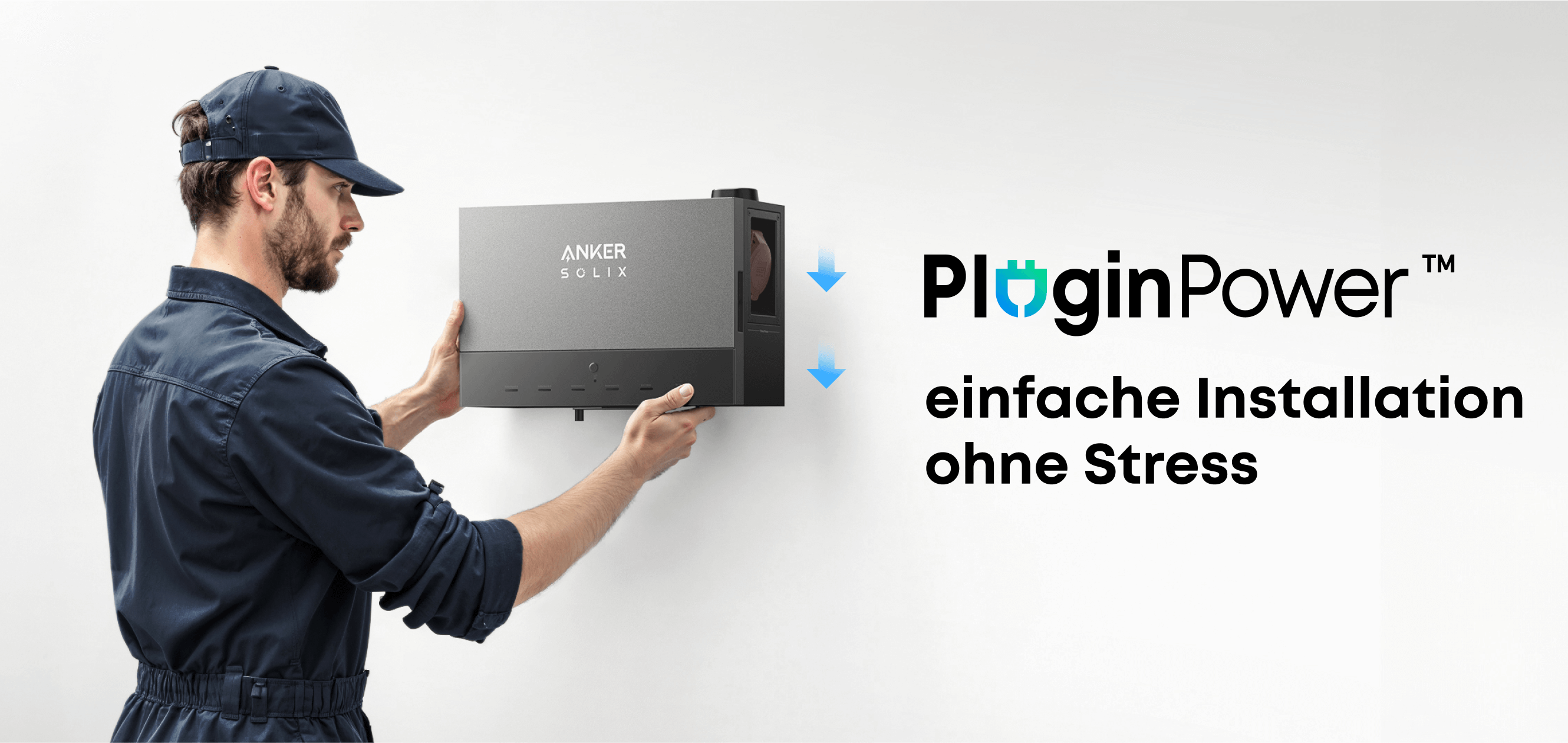 Anker SOLIX Power Dock installation process showcasing easy setup without stress by a technician.