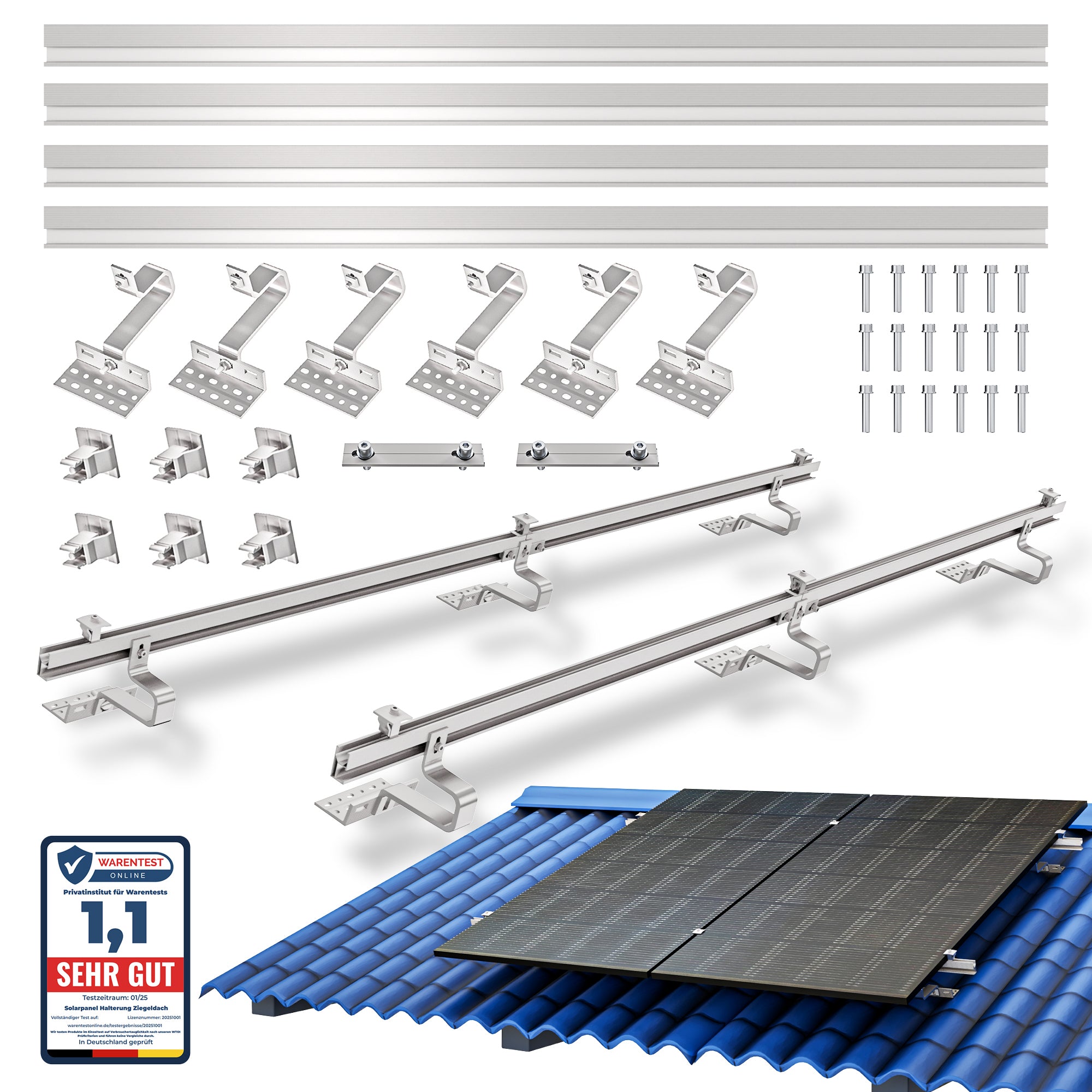 Solarmodul Halterung für den Ziegeldach,für 2 Solarmodule ,0% MwSt.