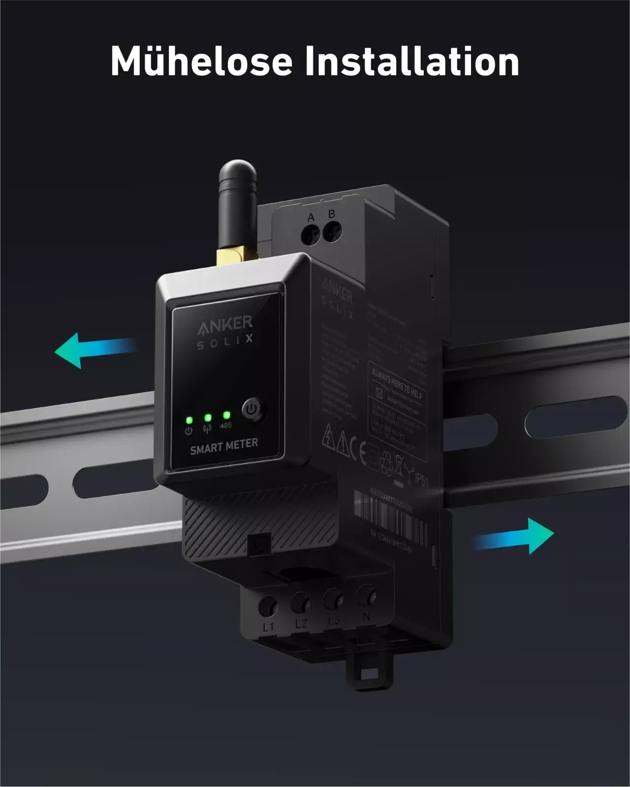 Anker SOLlX Smart Meter | 3 Phasen Smarter Zähler für Anker Solarbank 2/3 Pro PLUS mit müheloser Installation