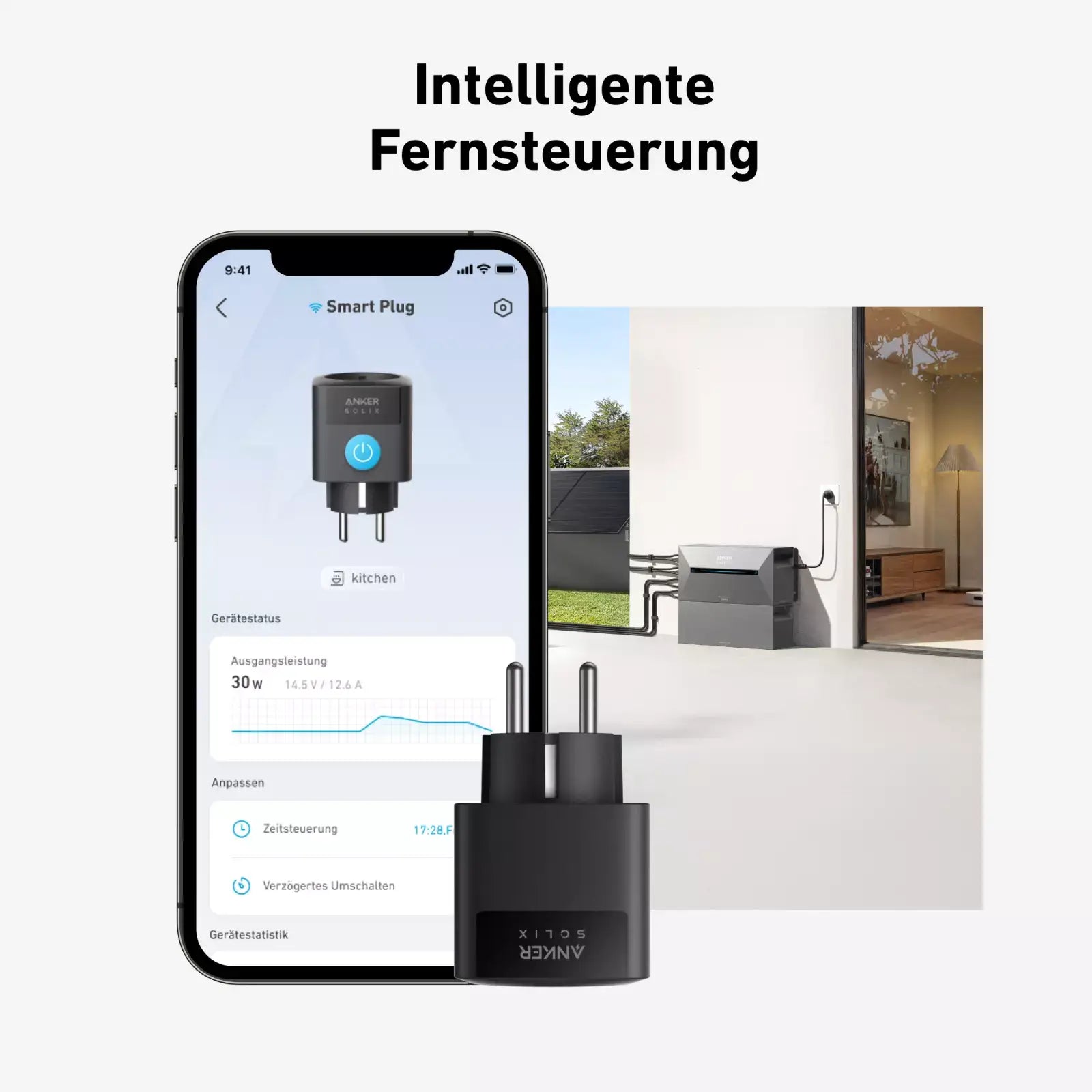 Anker SOLIX Smart Plug, WLAN-Steckdose App Fernbedienung für Anker PRO / Plus mit intelligenter Fernsteuerung.