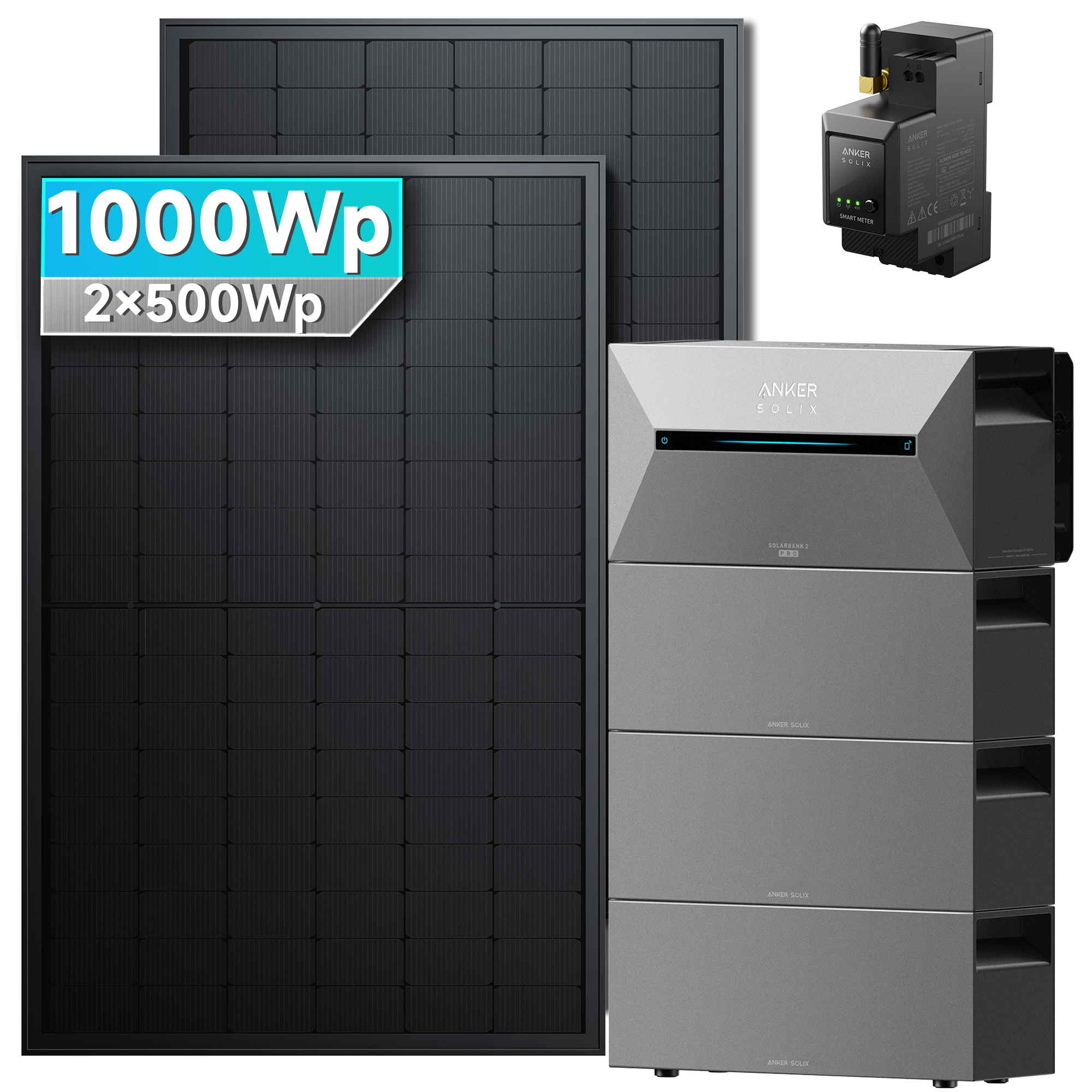 Anker SOLIX Solarbank 2 E1600 Pro Balkonkraftwerk speicher mit 500Wp Solarmodul Set