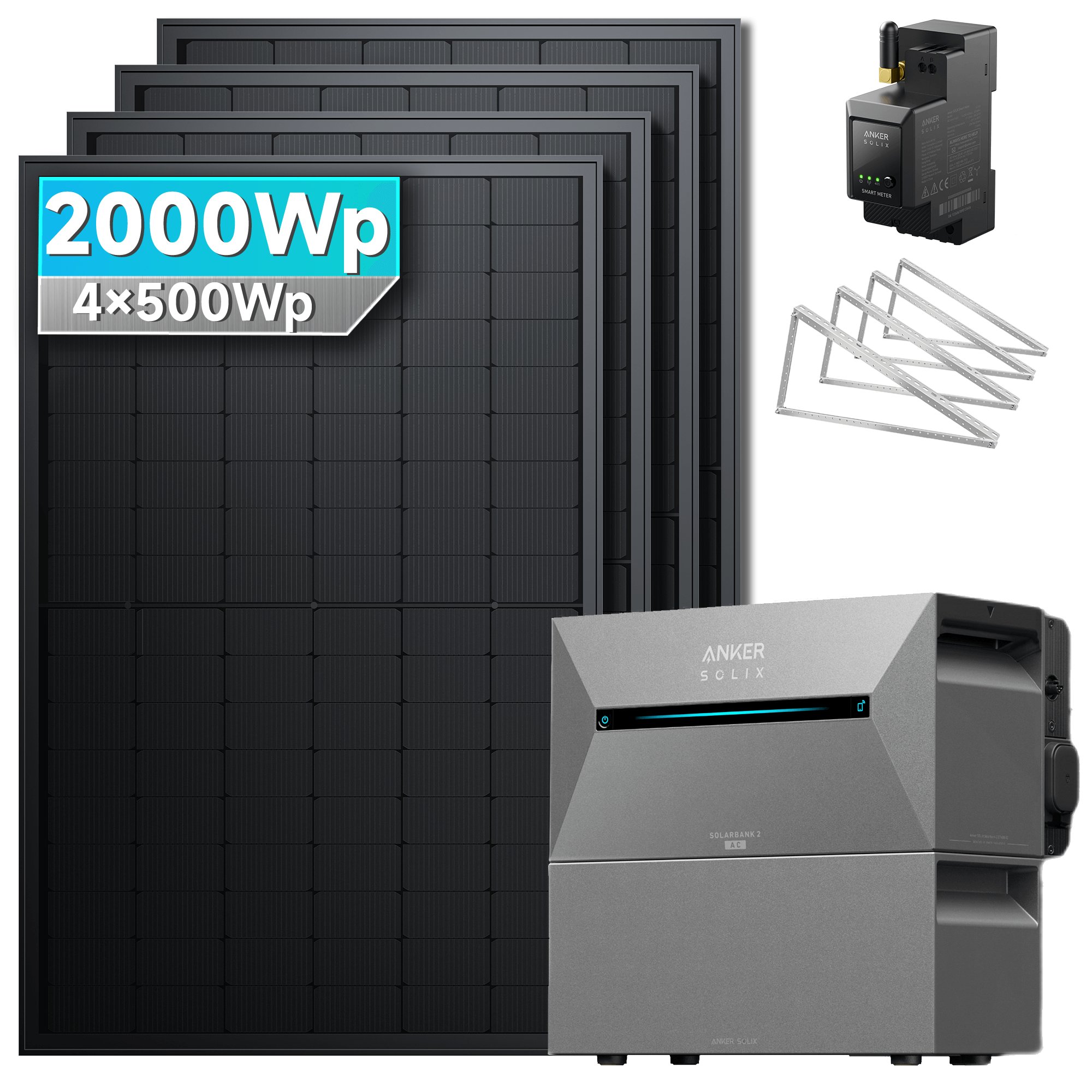 Anker SOLIX Solarbank 2 E1600 Pro Balkonkraftwerk speicher mit 500Wp Solarmodul Set