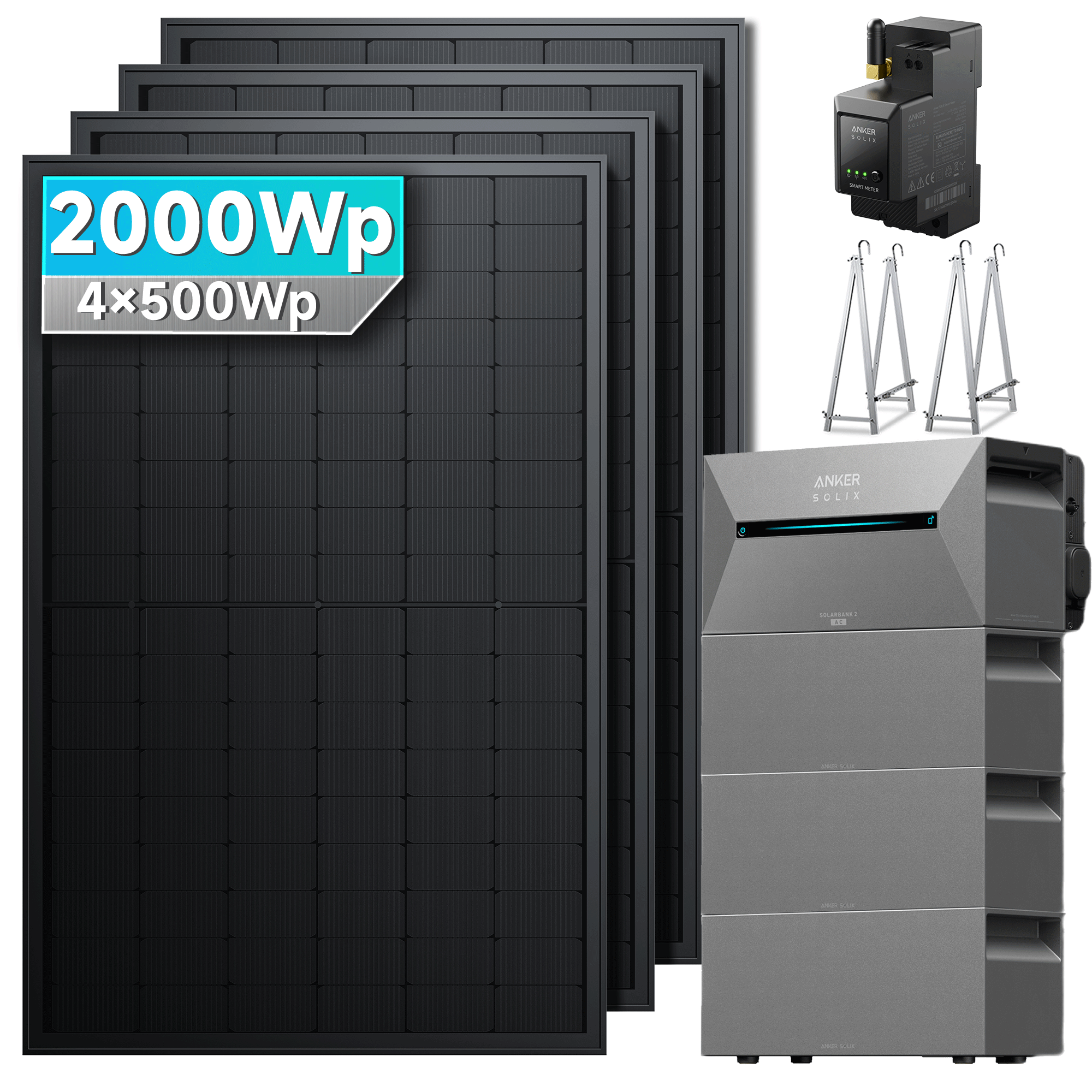 Anker SOLIX Solarbank 2 E1600 Pro Balkonkraftwerk speicher mit 500Wp Solarmodul Set