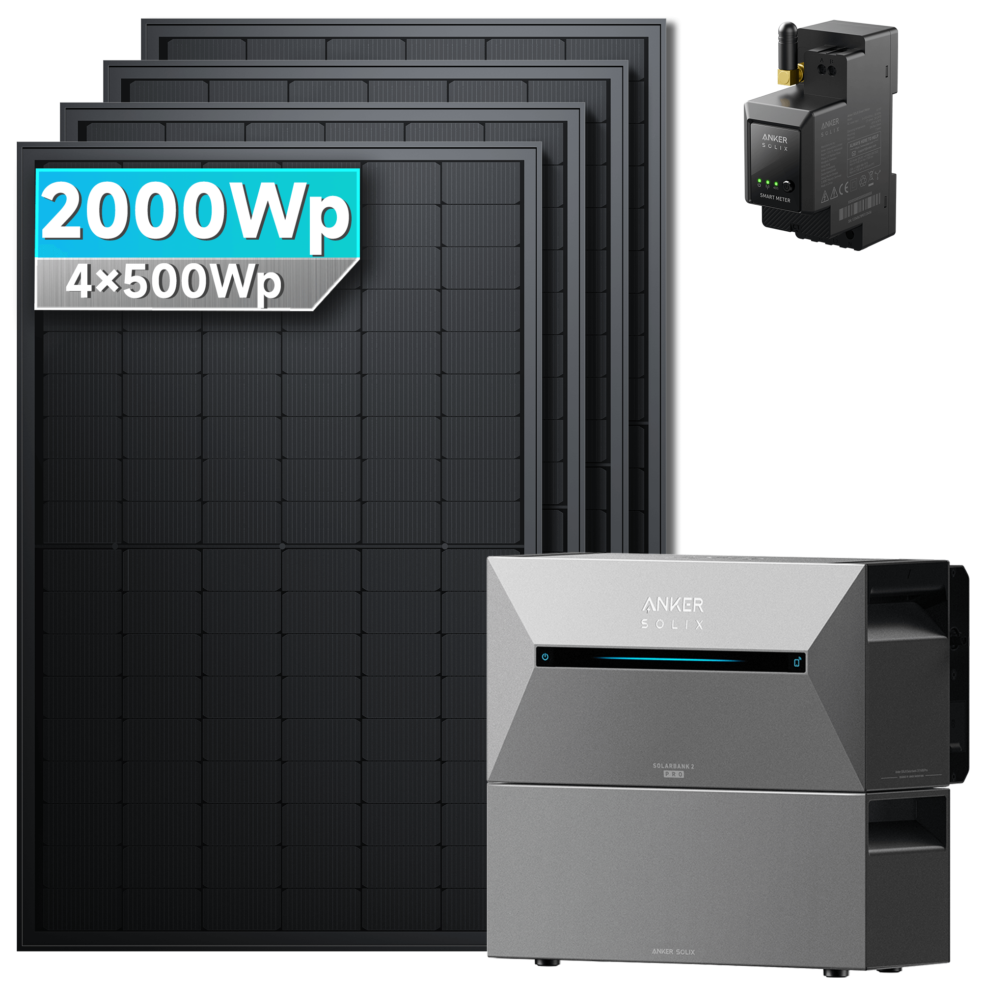 Anker SOLIX Solarbank 2 E1600 Pro Balkonkraftwerk speicher mit 500Wp Solarmodul Set