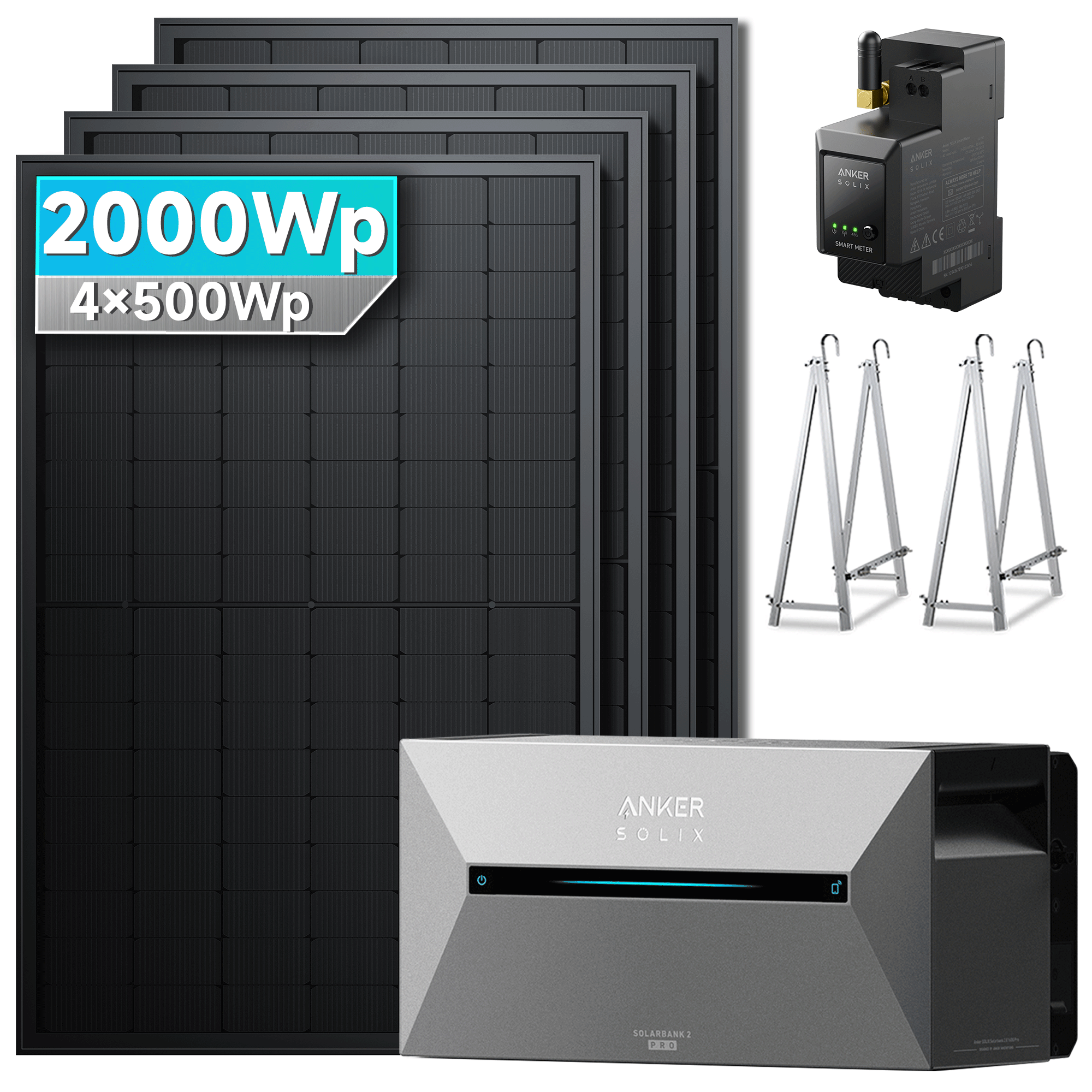 Anker SOLIX Solarbank 2 E1600 Pro Balkonkraftwerk speicher mit 500Wp Solarmodul Set