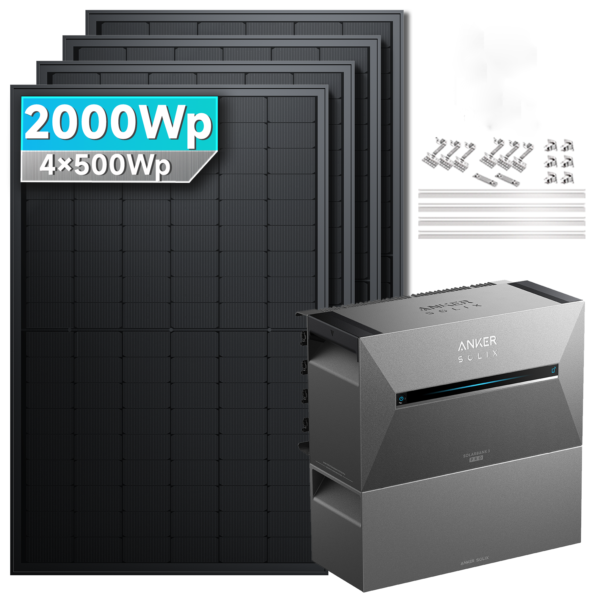 Anker SOLIX Solarbank 3 E2700 Pro Balkonkraftwerk Speicher mit 500Wp Solarmodul Basic-Set