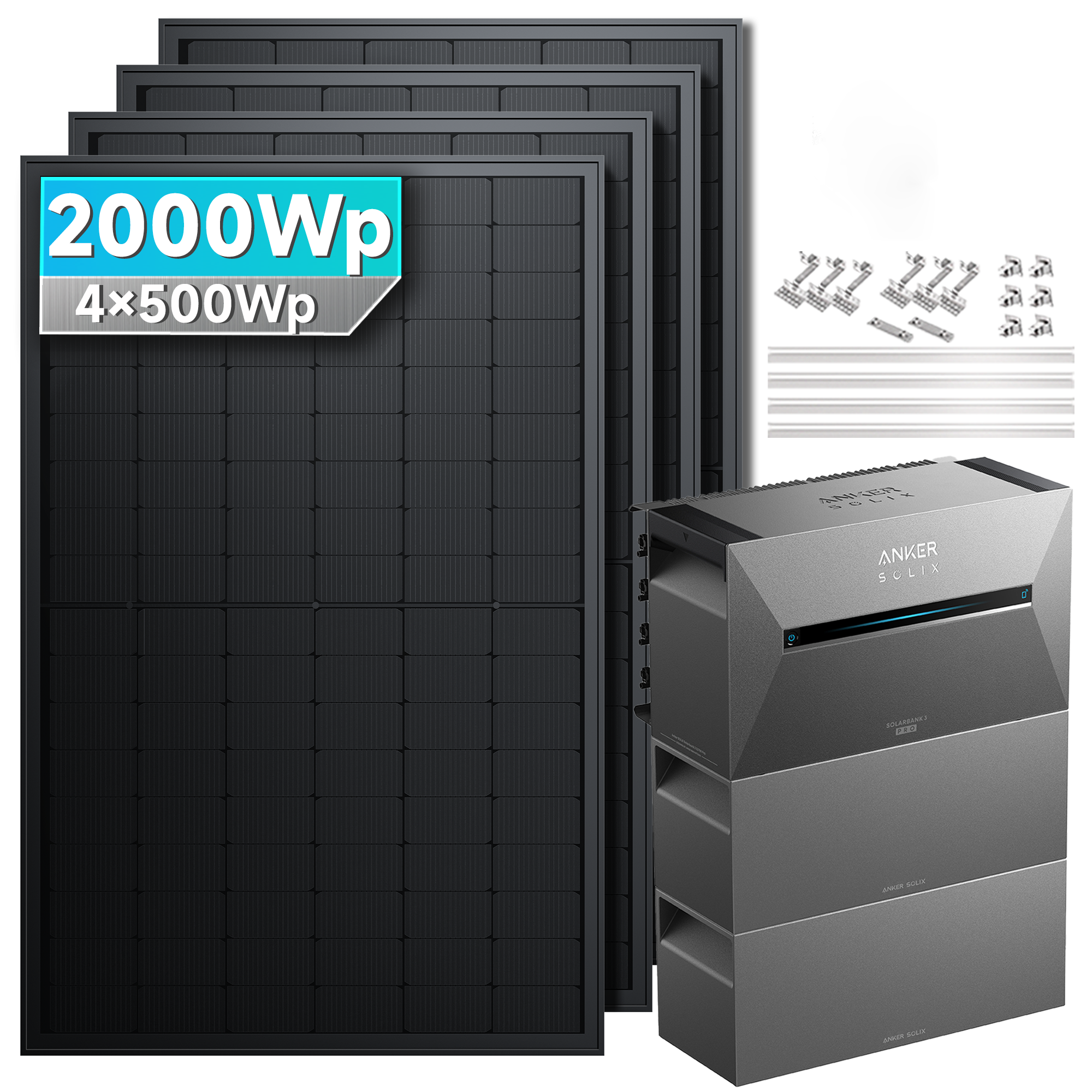 Anker SOLIX Solarbank 3 E2700 Pro Balkonkraftwerk Speicher mit 500Wp Solarmodul Basic-Set
