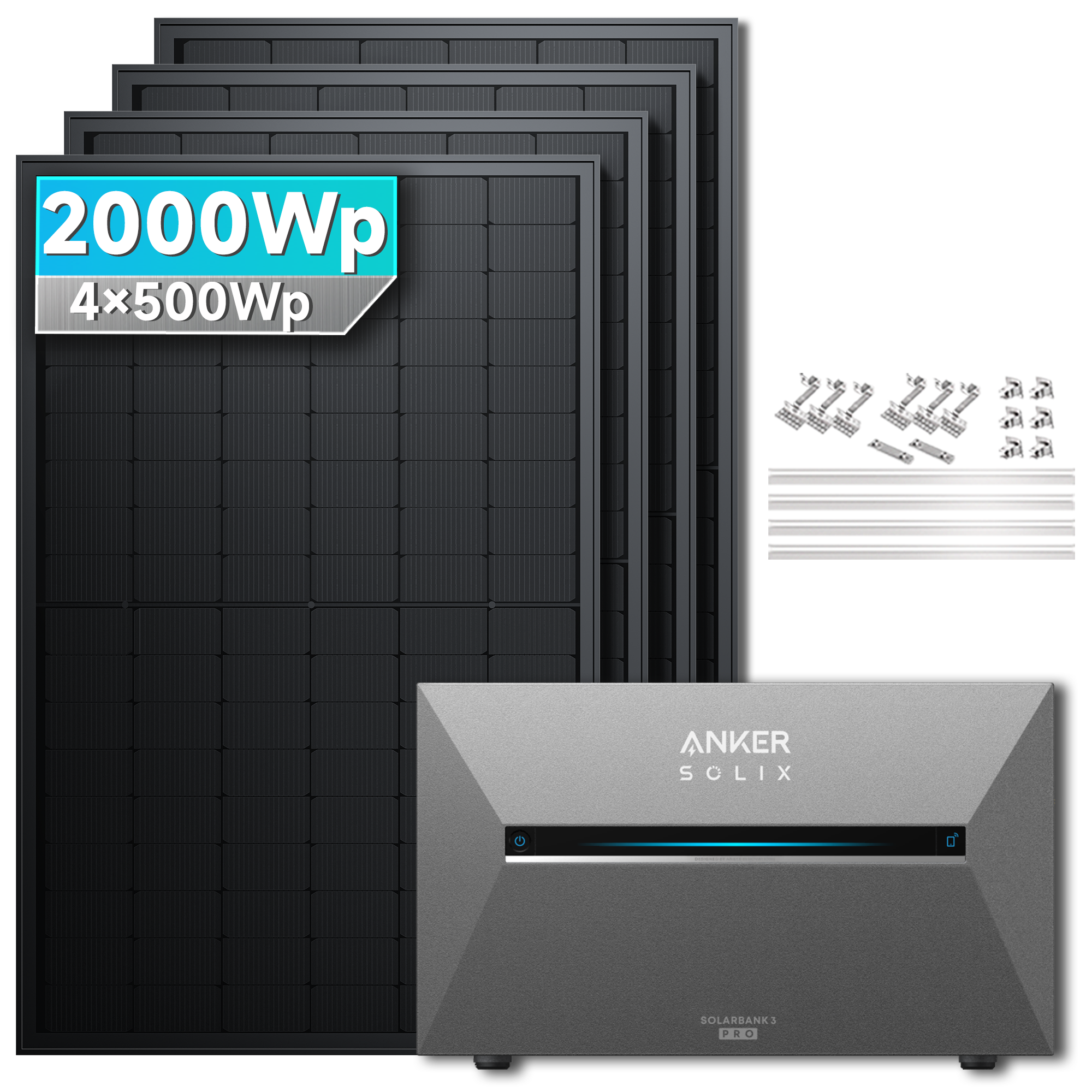 Anker SOLIX Solarbank 3 E2700 Pro Balkonkraftwerk Speicher mit 500Wp Solarmodul Basic-Set