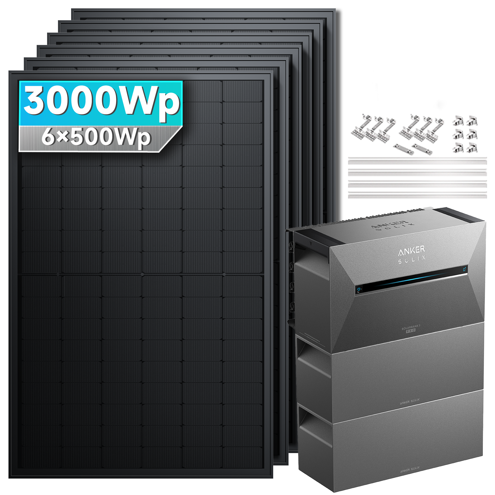 Anker SOLIX Solarbank 3 E2700 Pro Balkonkraftwerk Speicher mit 500Wp Solarmodul Basic-Set
