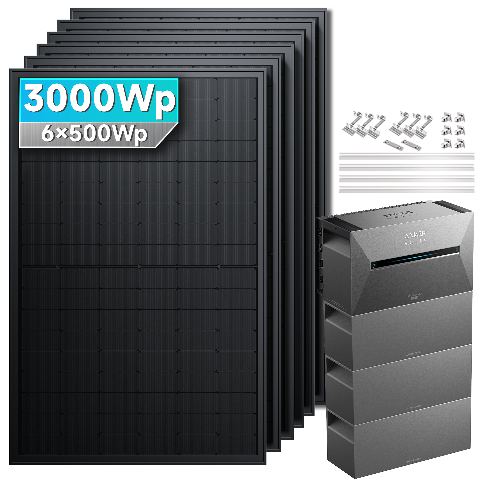 Anker SOLIX Solarbank 3 E2700 Pro Balkonkraftwerk Speicher mit 500Wp Solarmodul Basic-Set