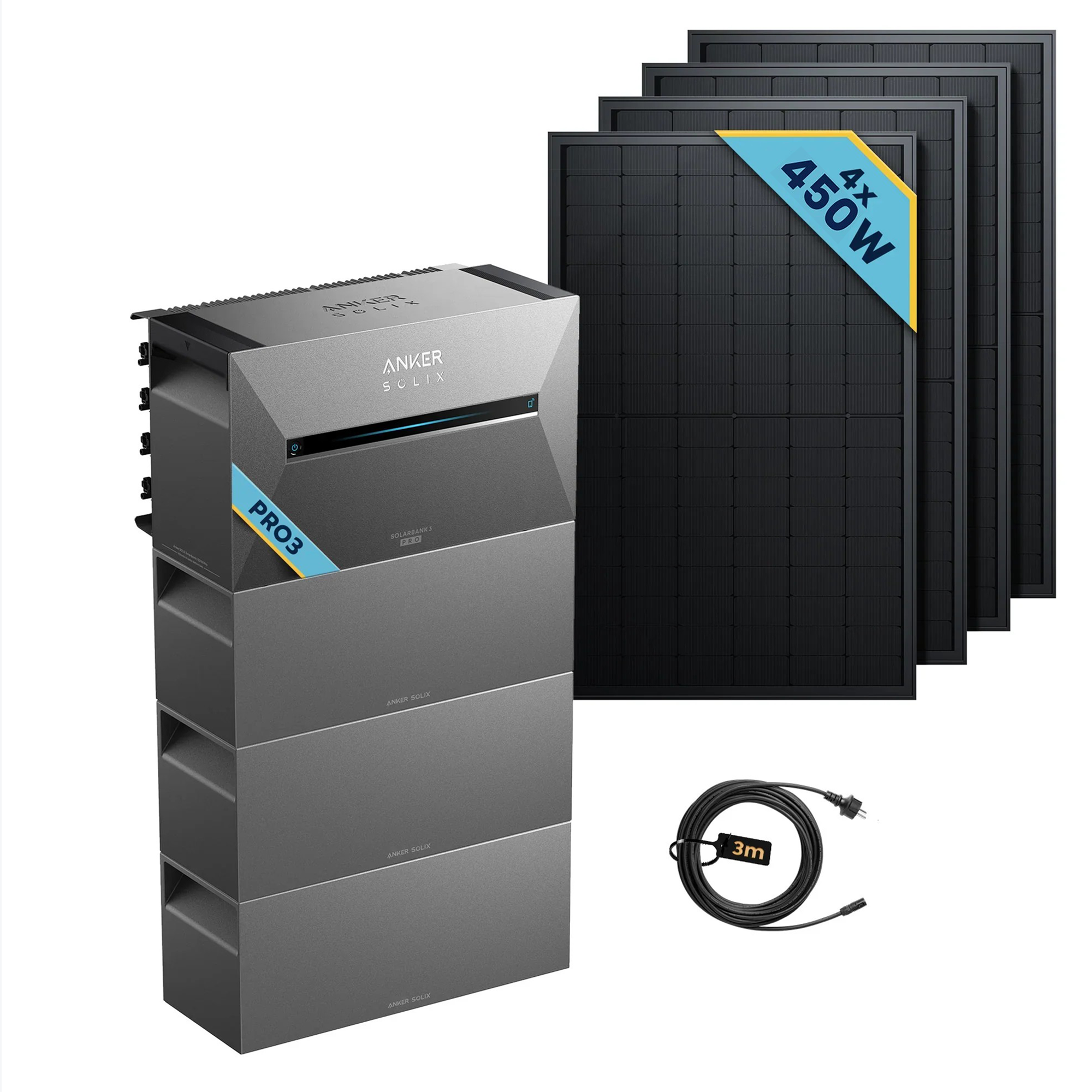 Anker SOLIX Solarbank 3 E2700 Pro Balkonkraftwerk speicher mit 450Wp Solarmodul Basic-Set