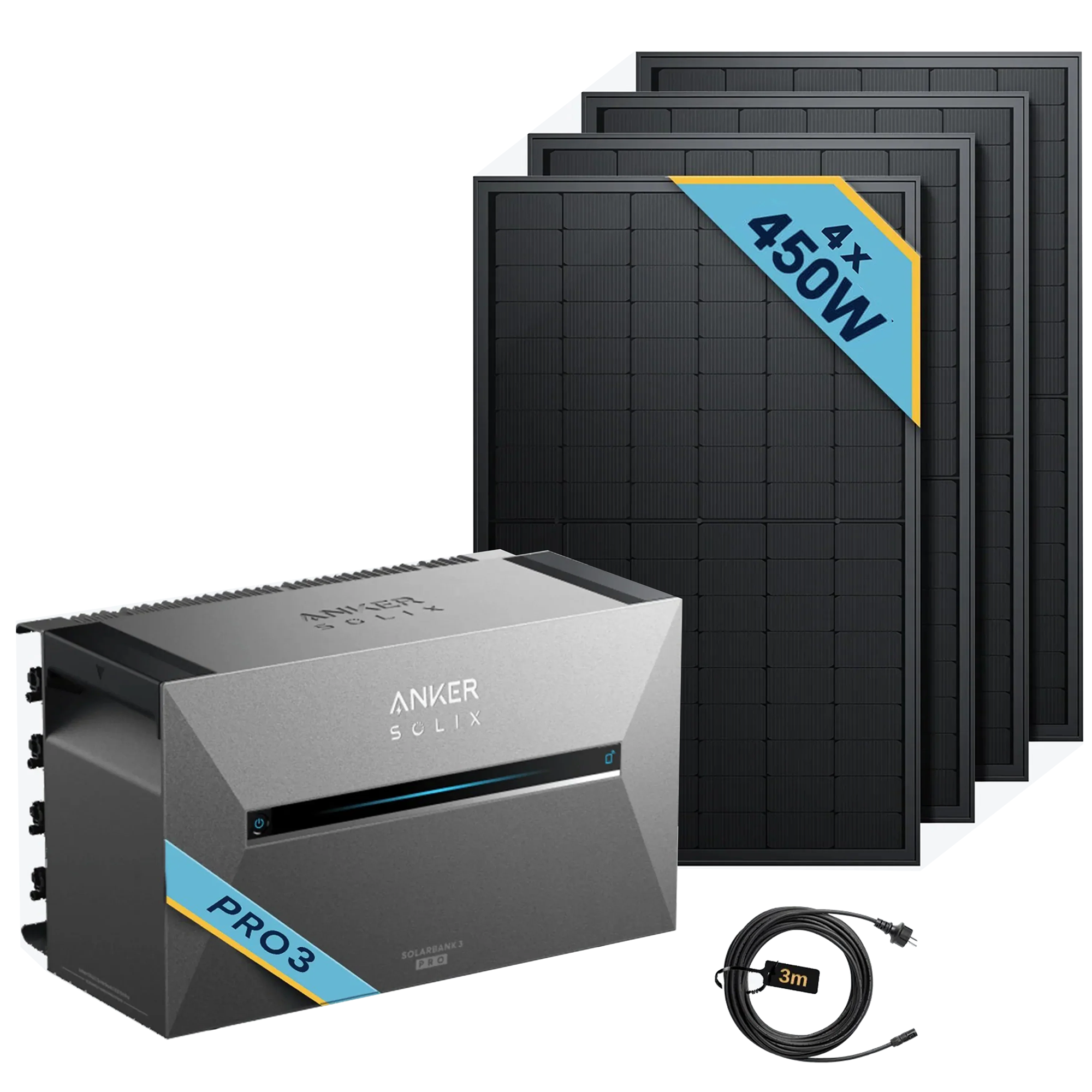 Anker SOLIX Solarbank 3 E2700 Pro Balkonkraftwerk speicher mit 4*450Wp Solarmodul Basic-Set