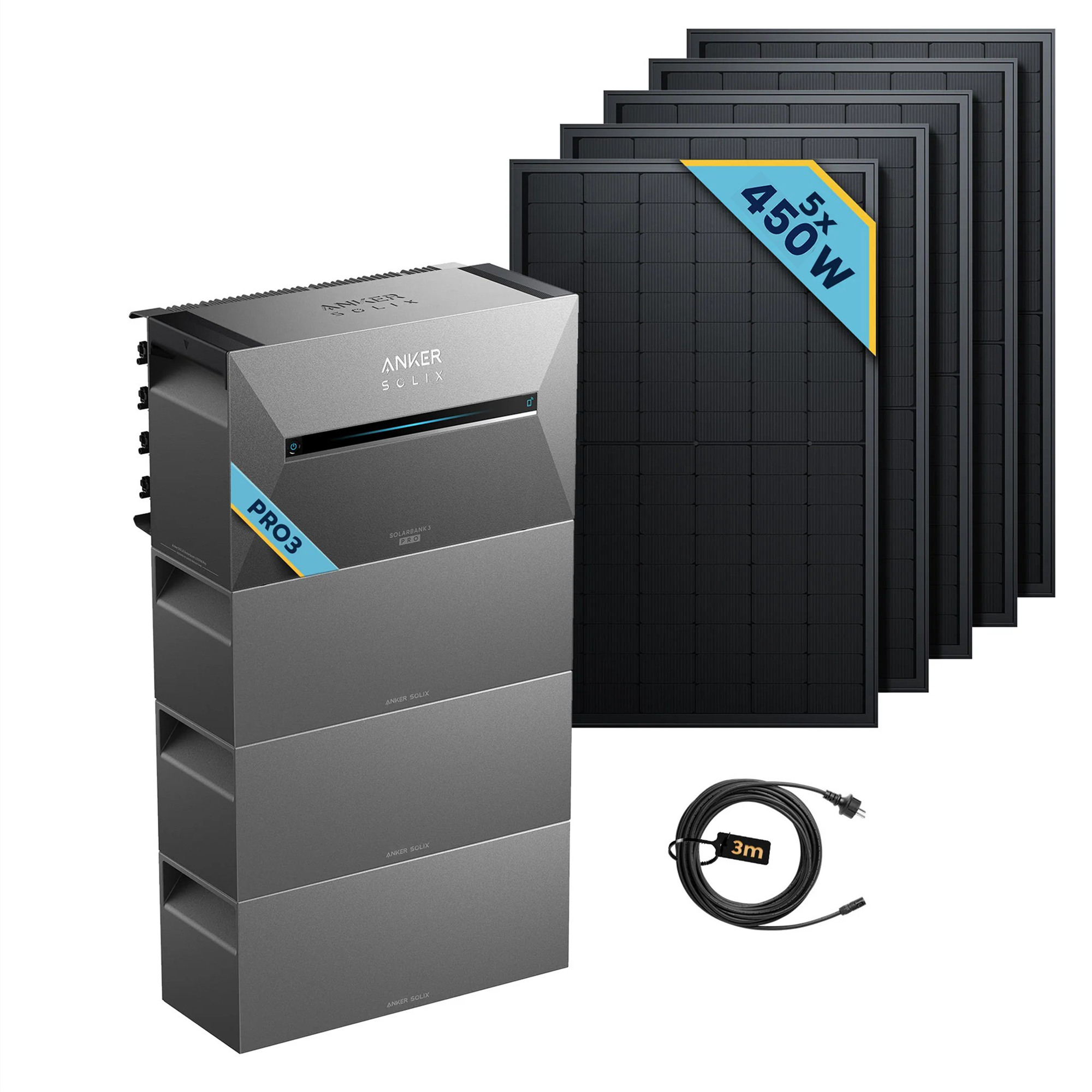 Anker SOLIX Solarbank 3 E2700 Pro Balkonkraftwerk speicher mit 450Wp Solarmodul Basic-Set