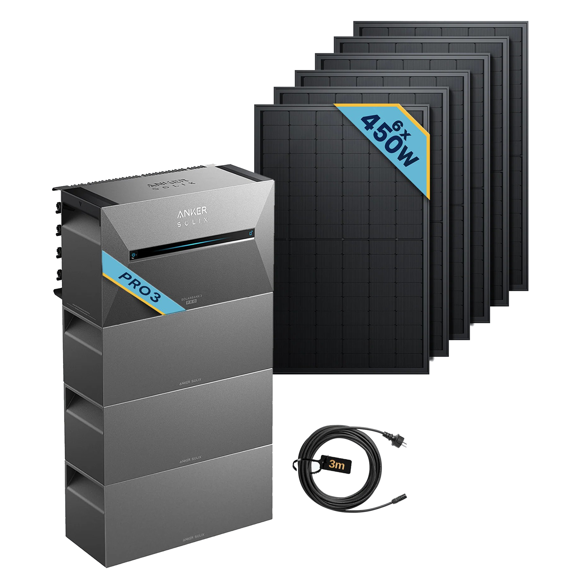 Anker SOLIX Solarbank 3 E2700 Pro Balkonkraftwerk speicher mit 450Wp Solarmodul Basic-Set