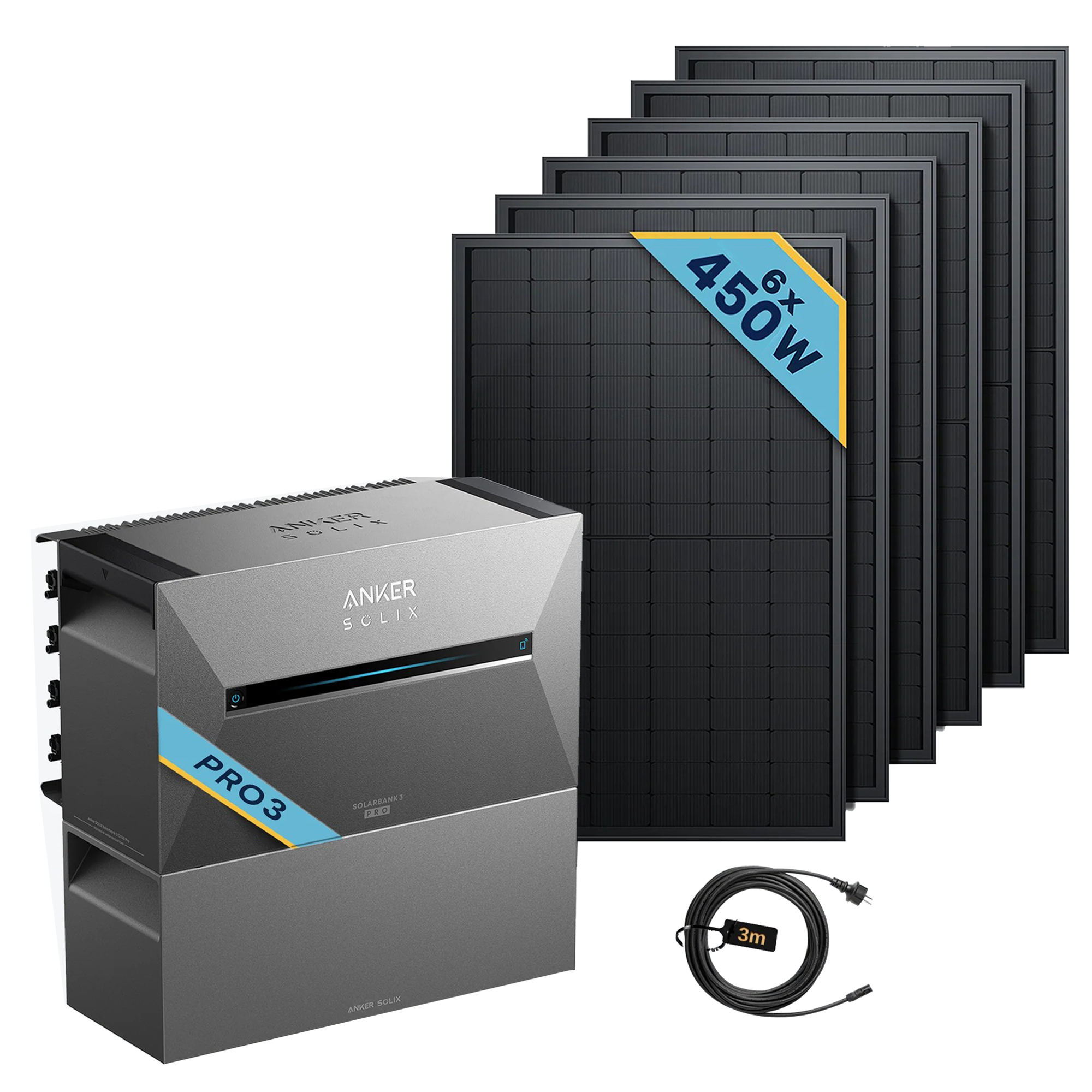 Anker SOLIX Solarbank 3 E2700 Pro Balkonkraftwerk speicher mit 450Wp Solarmodul Basic-Set