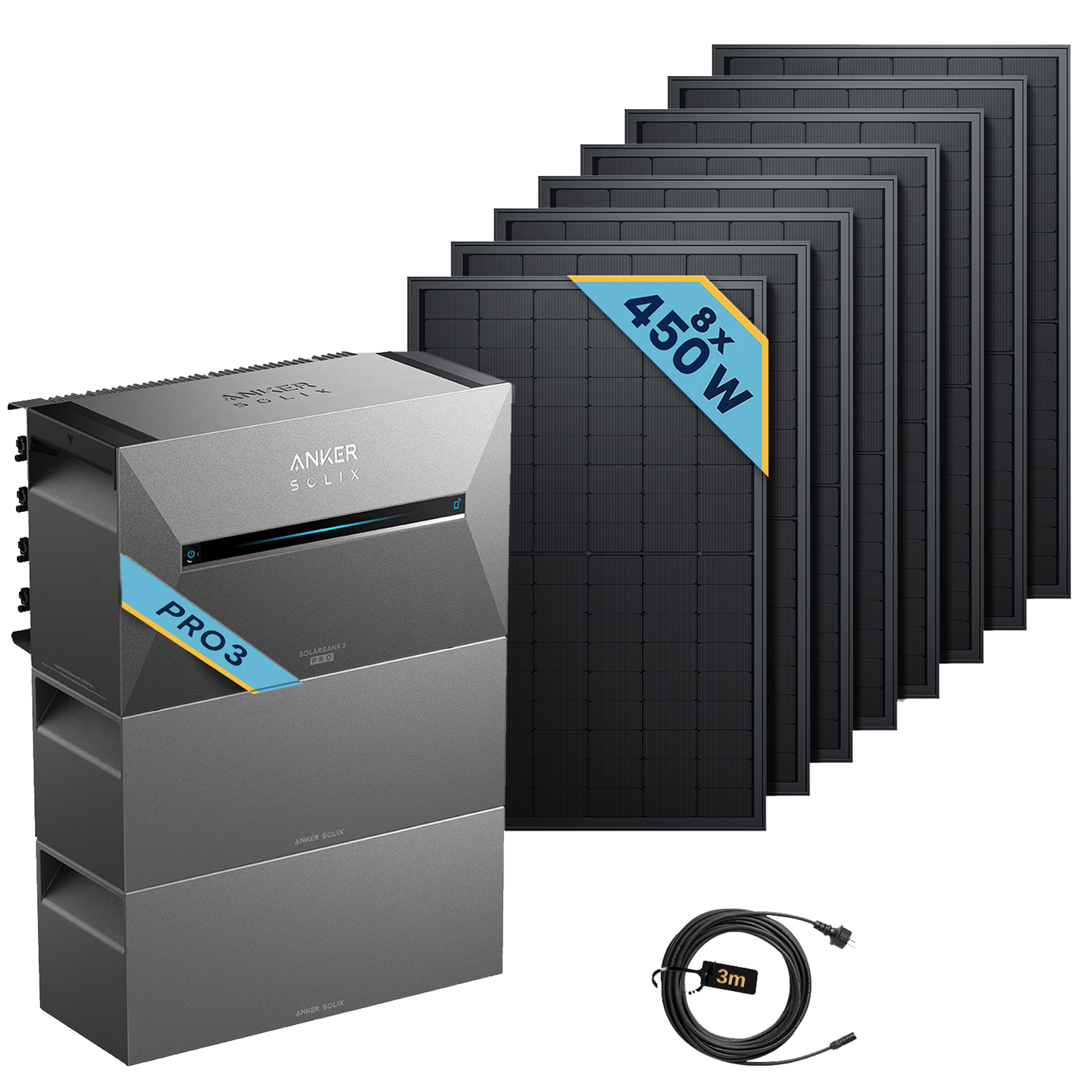 Anker SOLIX Solarbank 3 E2700 Pro Balkonkraftwerk speicher mit 450Wp Solarmodul Basic-Set