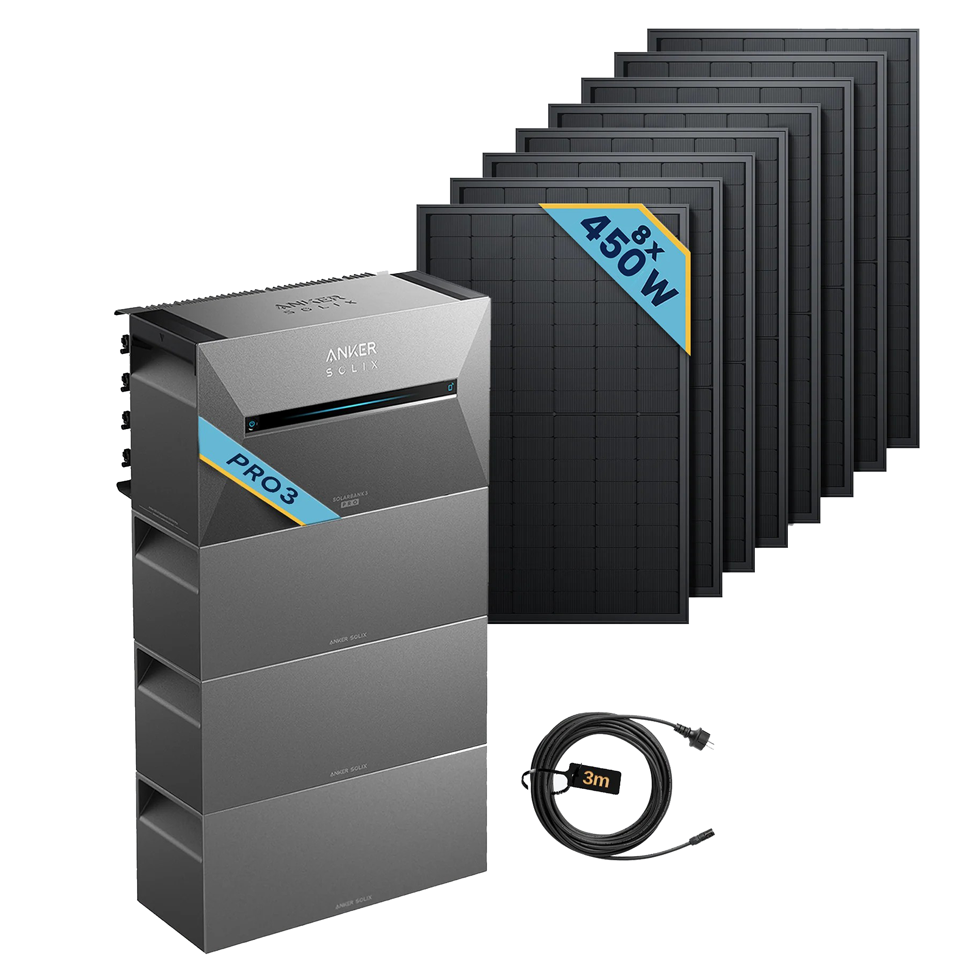 Anker SOLIX Solarbank 3 E2700 Pro Balkonkraftwerk speicher mit 450Wp Solarmodul Basic-Set.