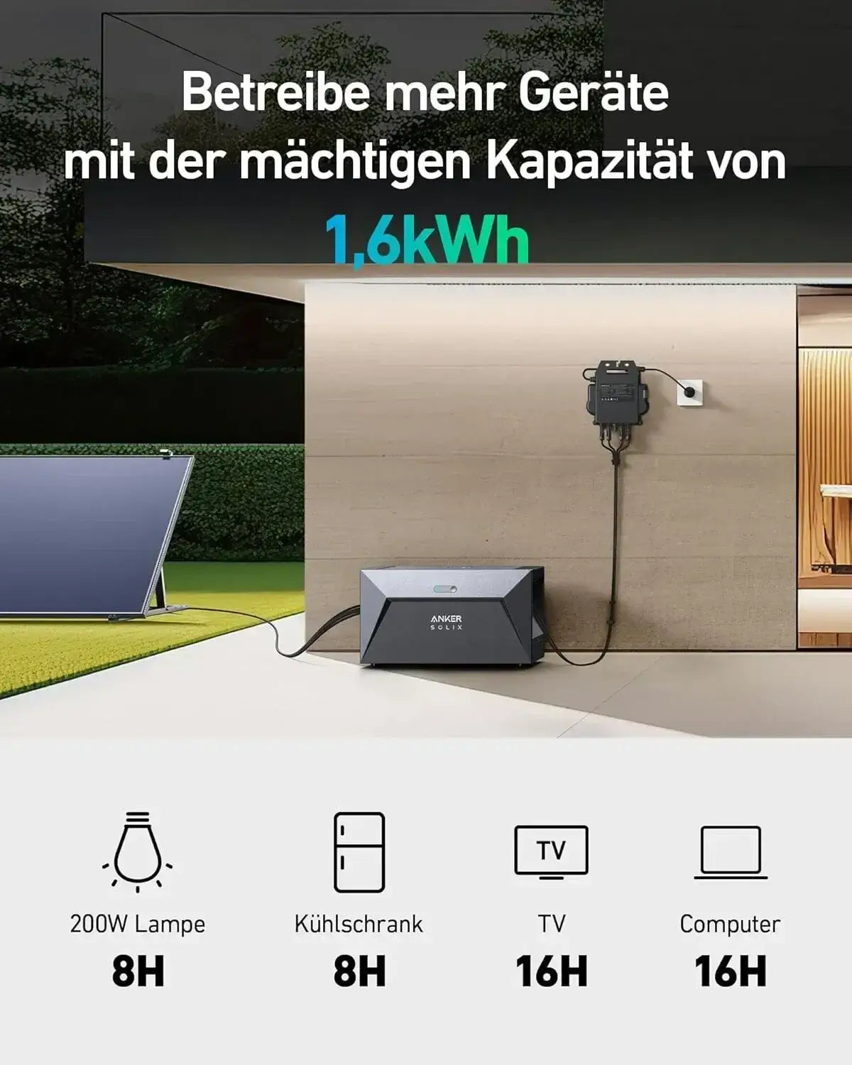 ANKER SOLIX Solarbank E1600 Gen2 mit integr. 0W Schalter &integr. Heizung 1600Wh und Gerätebetreib mit 1,6kWh Leistung.