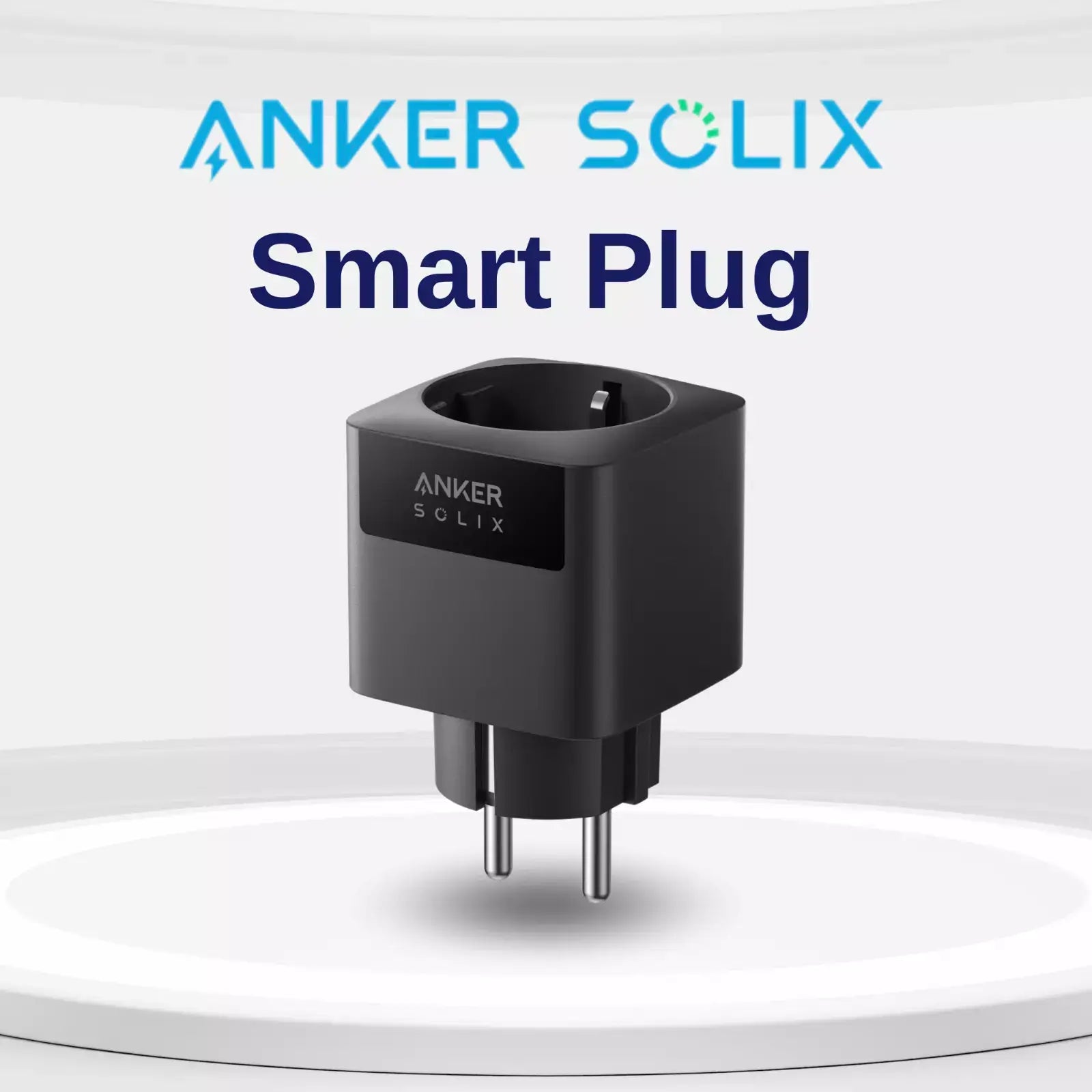 Anker SOLIX Smart Plug, WLAN-Steckdose App Fernbedienung für Anker PRO / Plus auf weißem Hintergrund.